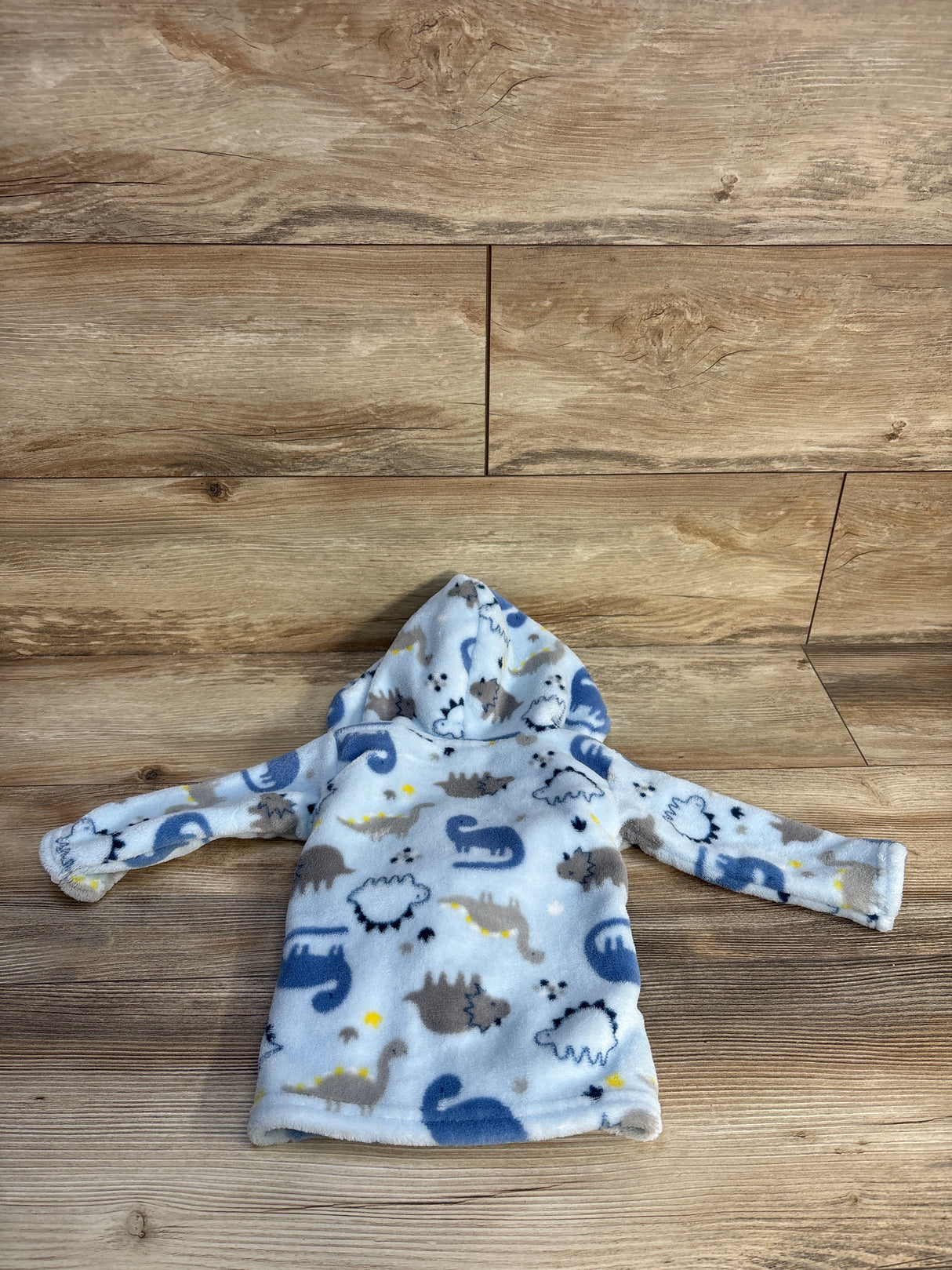 DreamGro Plush Dinosaur Print Bath Robe Blue sz 0-9m