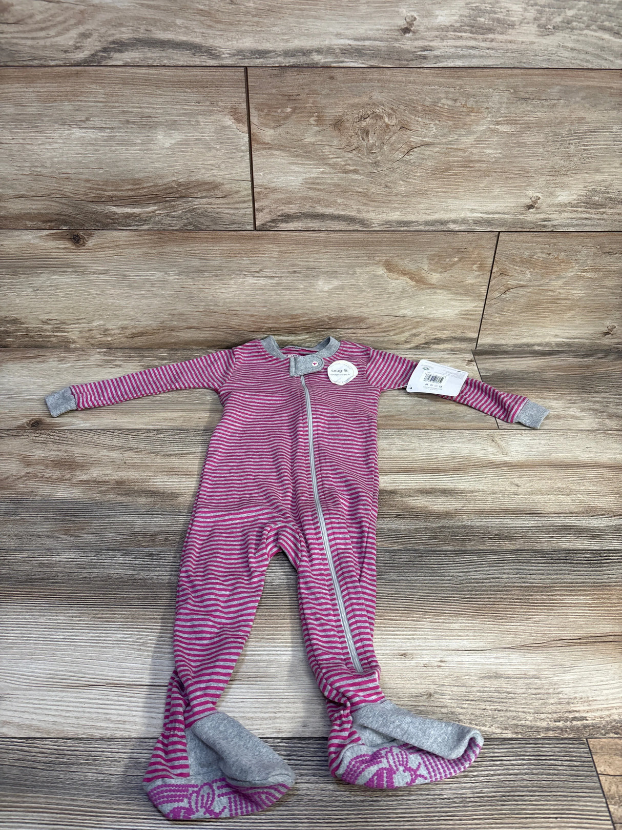 NEW Burt's Bees Baby Striped Sleeper Pink sz 6-9m