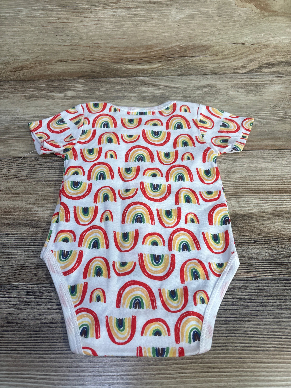 Baby On Board Rainbow Button-Front Bodysuit White sz 6/9m