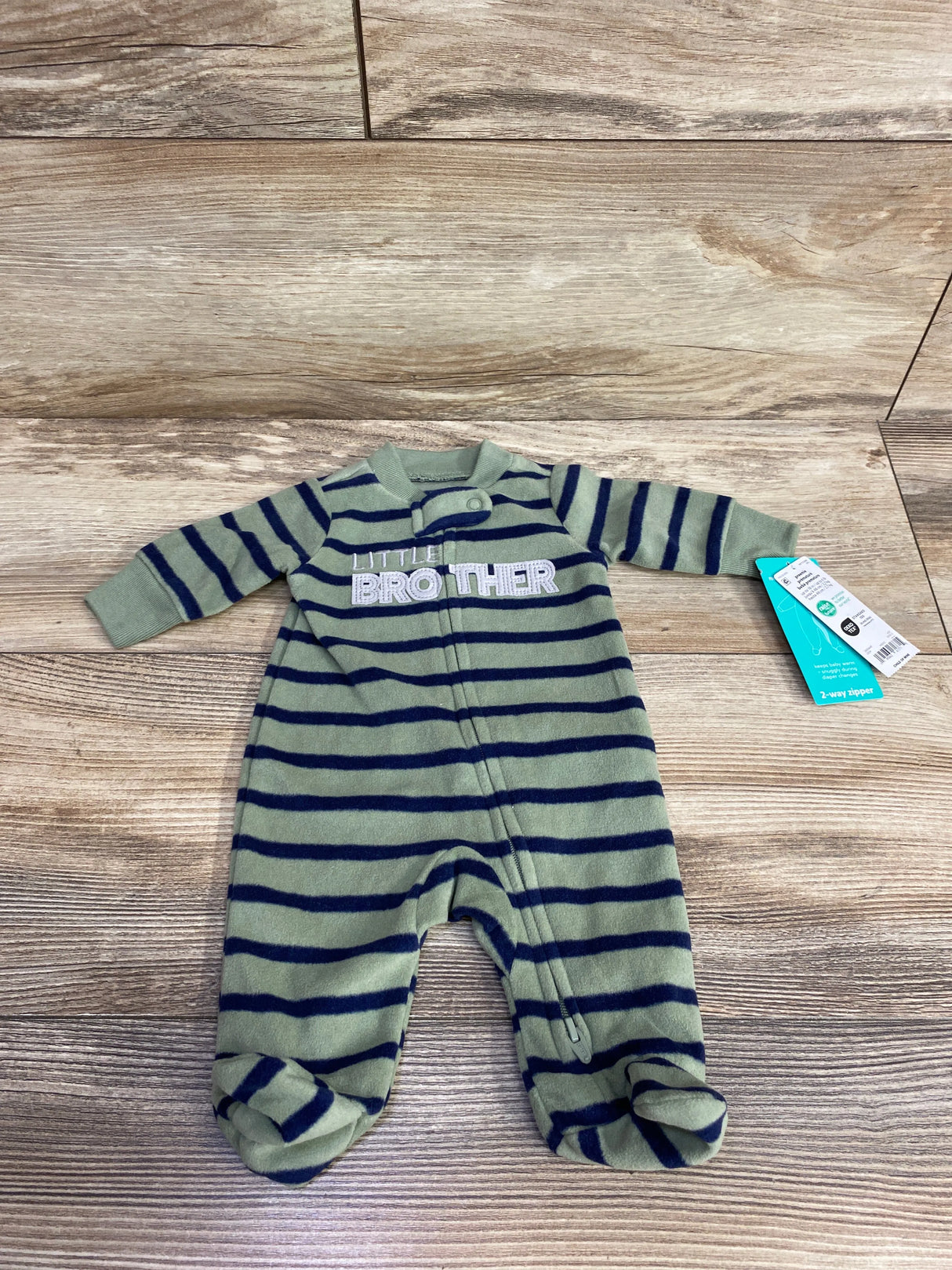 NEW Child Of Mine Striped Little Brother Blanket Sleeper Olive sz Preemie