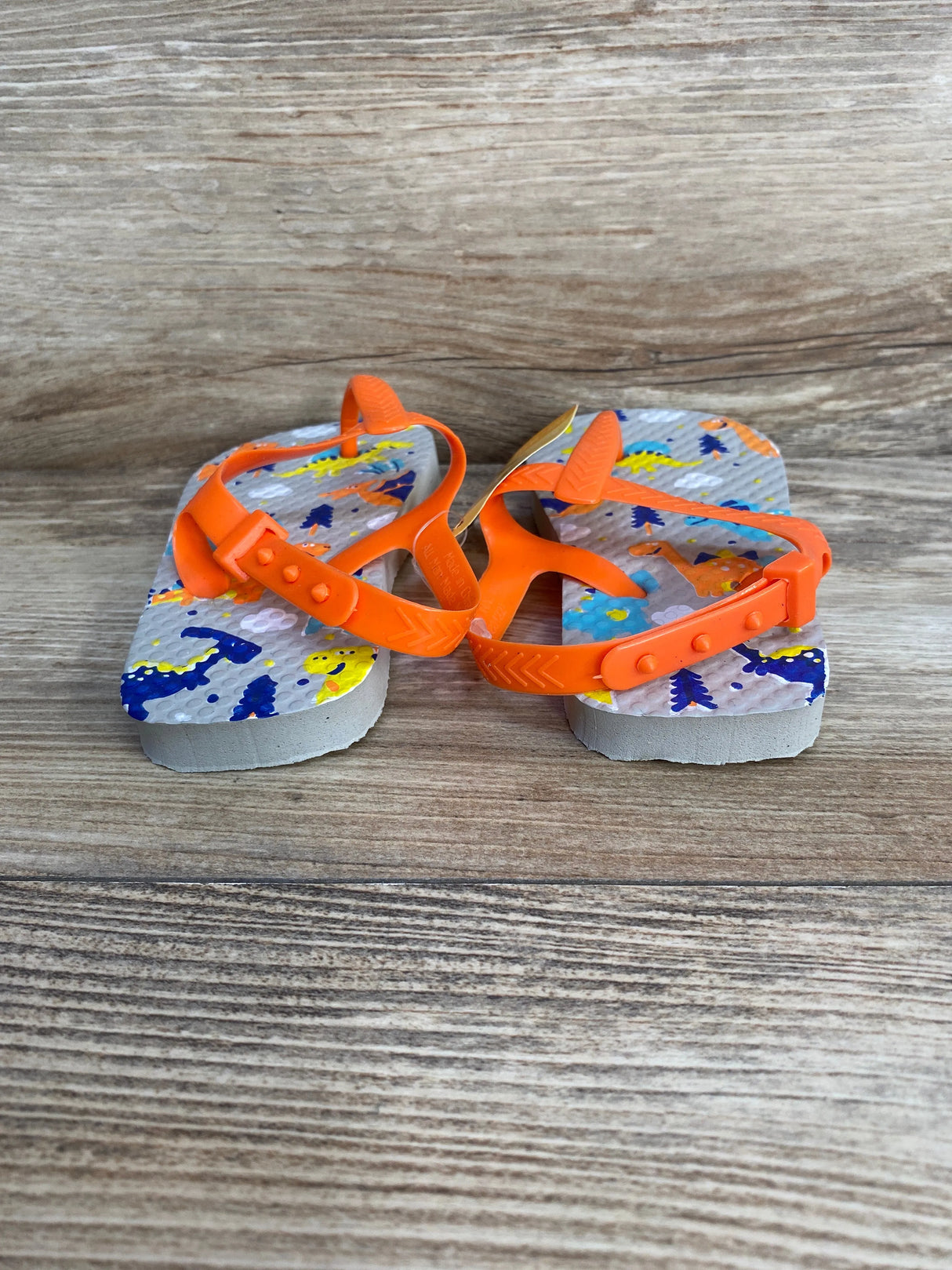 NEW Juncture Flip Flops Dinos, Orange sz 7/8c - Me n Mommy To Be