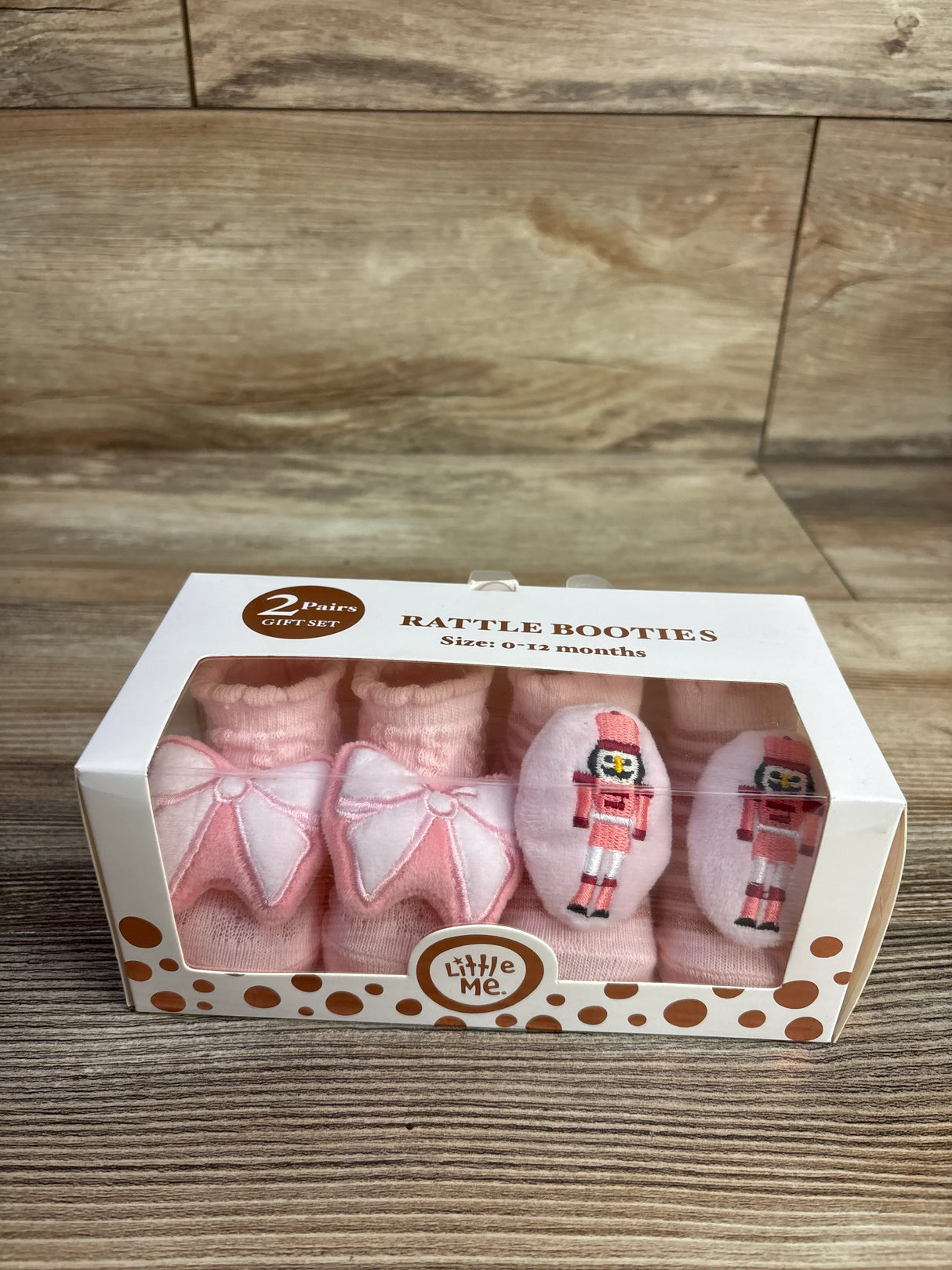 NEW Little Me Rattle Booties 2pk Pink sz 0-12m