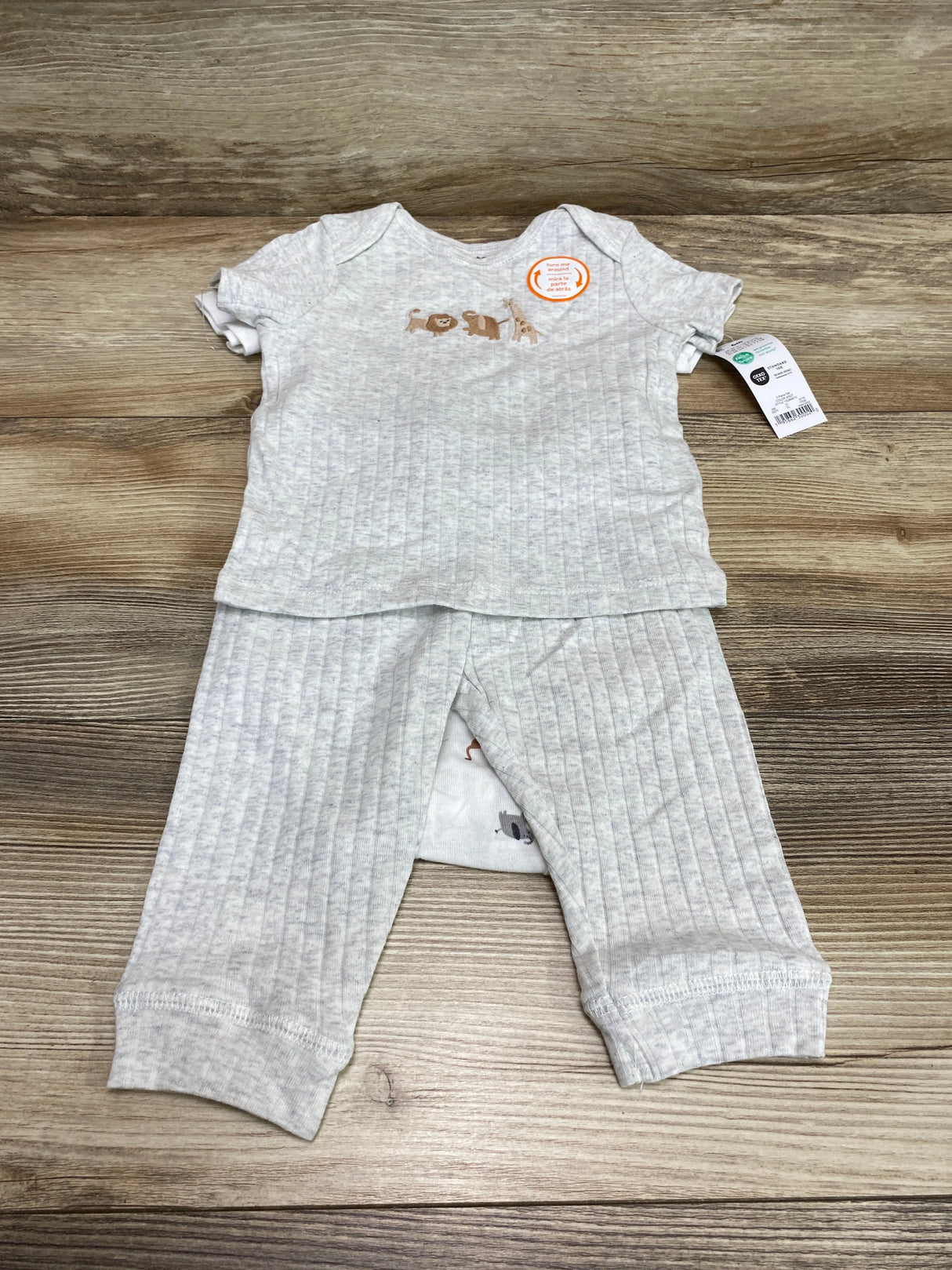 NEW Just One You 3pc Animal Print Bodysuit Set White/Grey sz 6m - Me n Mommy To Be