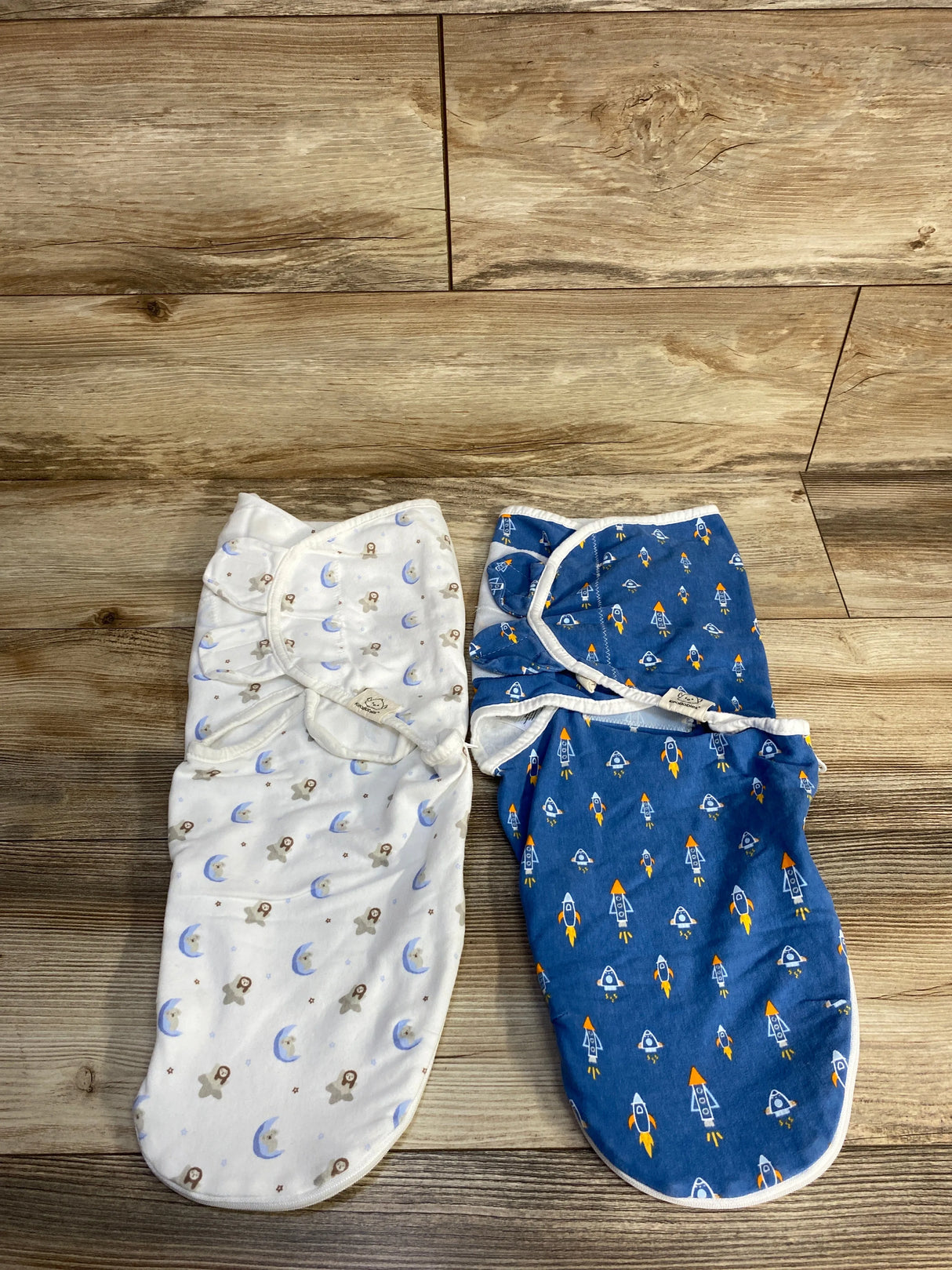 Keababies 2pk Swaddle Wraps Rocket Print Blue sz 0-3m
