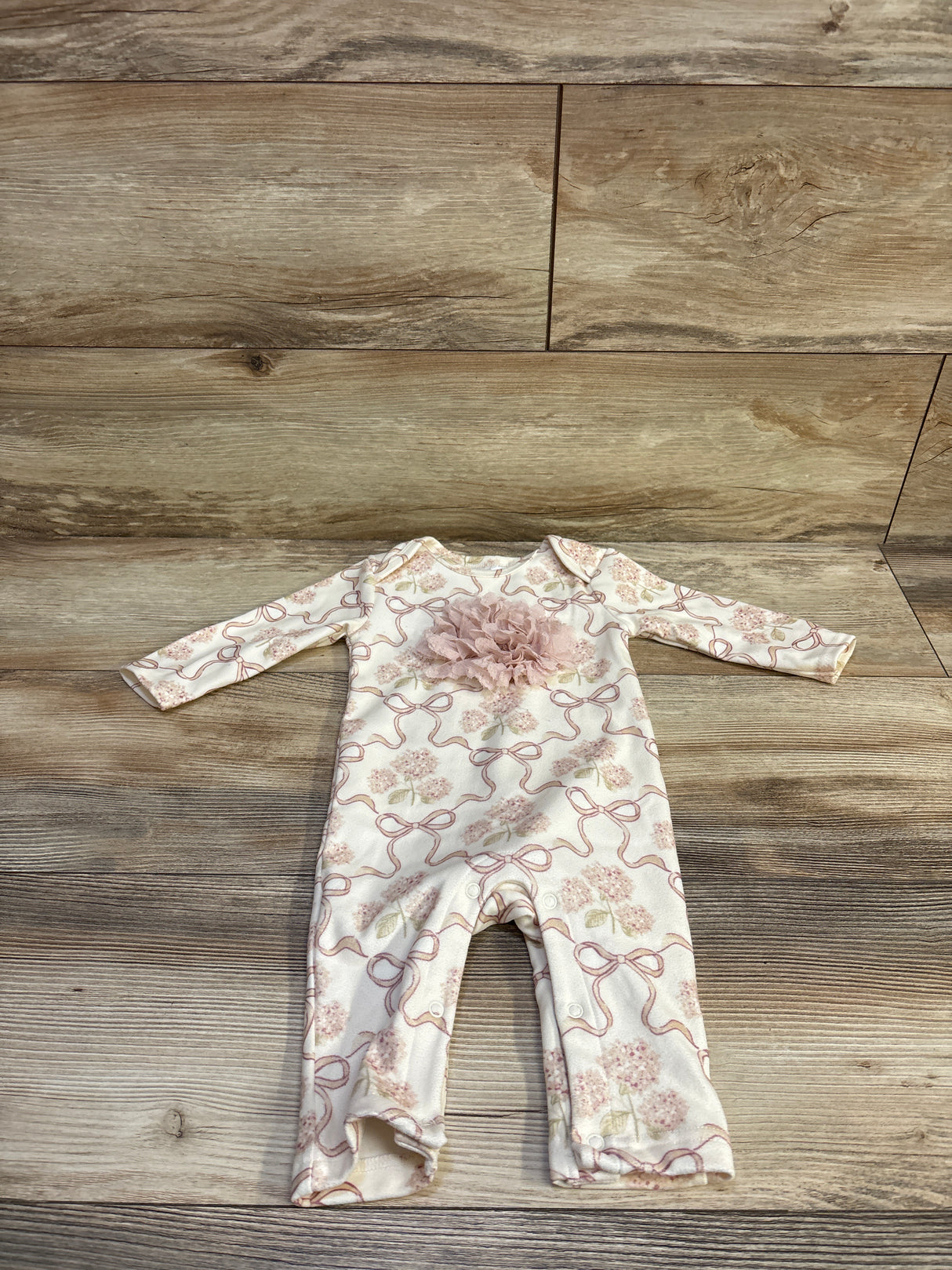 Baby Essentials Bow Print Coverall Ivory sz 9m