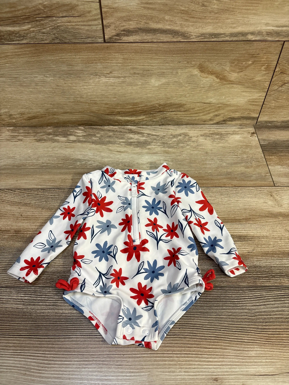 Just One You Floral 1pc Rashguard Swimsuit White sz 3m