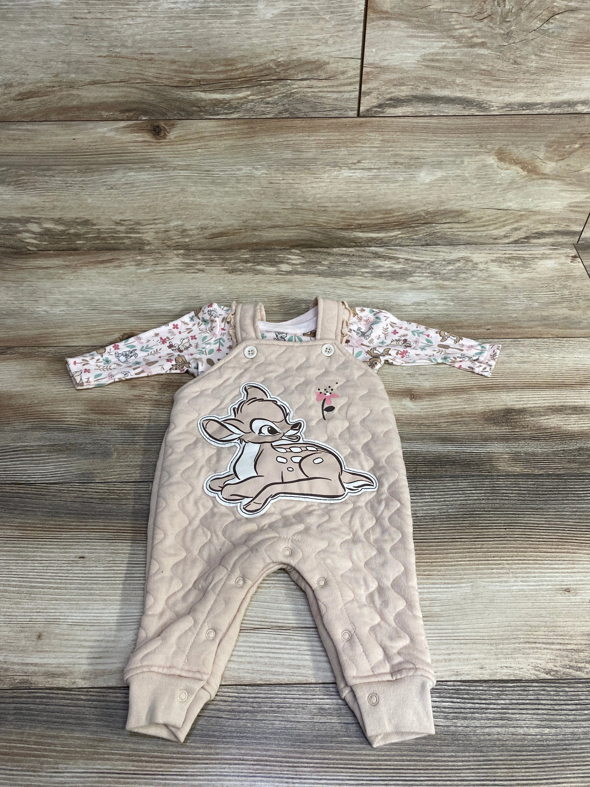 Disney Baby Bambi Coverall & Shirt Set Beige sz 0-3m