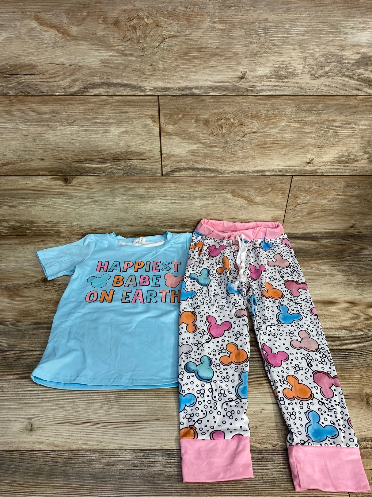 2pc Happiest Babe On Earth Pajama Set Blue 5-6T