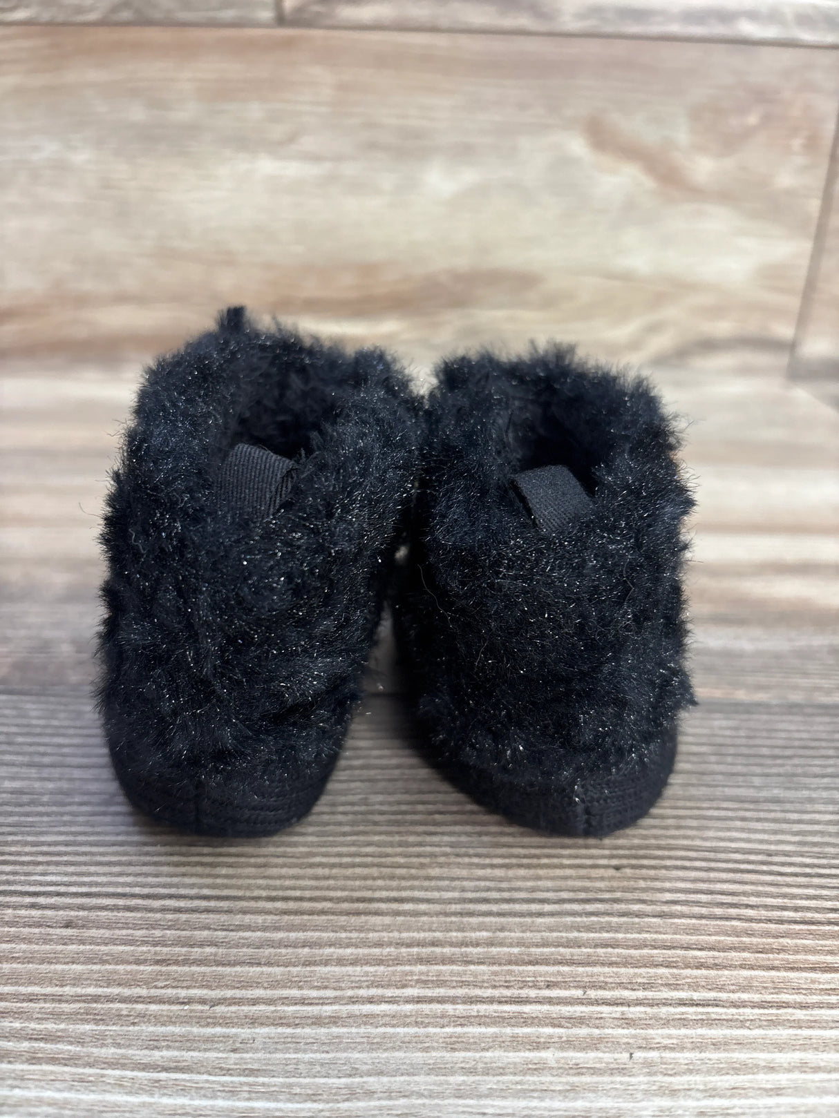 Faux Fur Cuff Baby Booties Black sz 1/2c