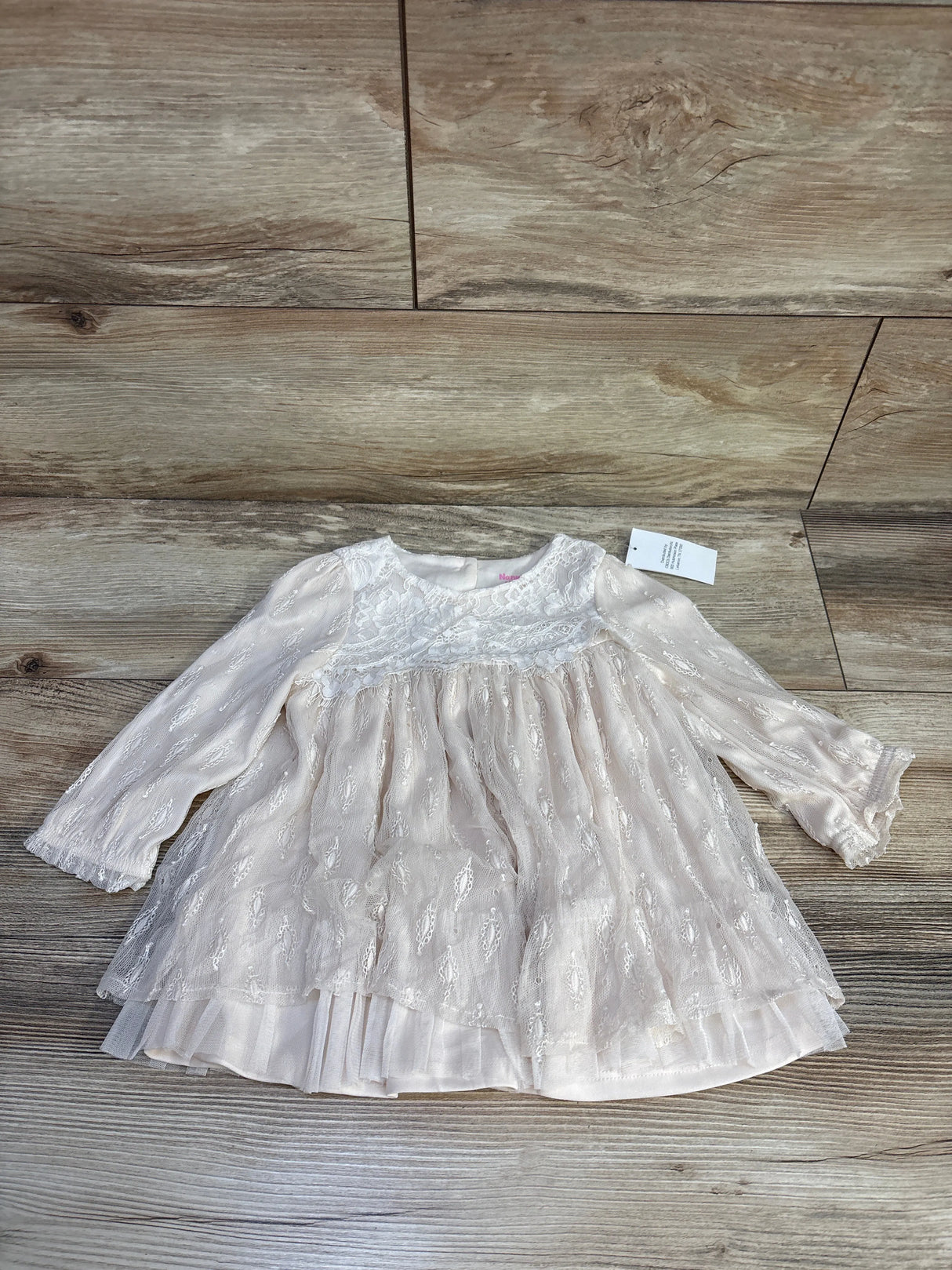 NEW Nannette Baby Long Sleeve Lace Top Cream sz 24m