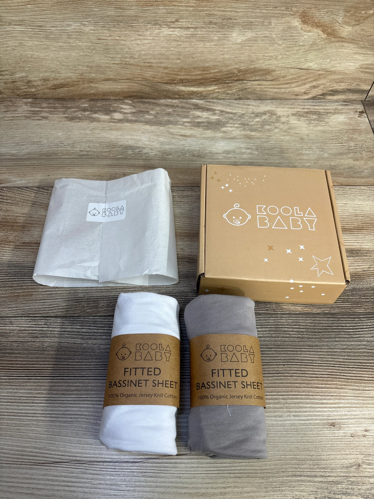 NEW Koola Baby Organic Cotton Bassinet Sheets 2pk Grey