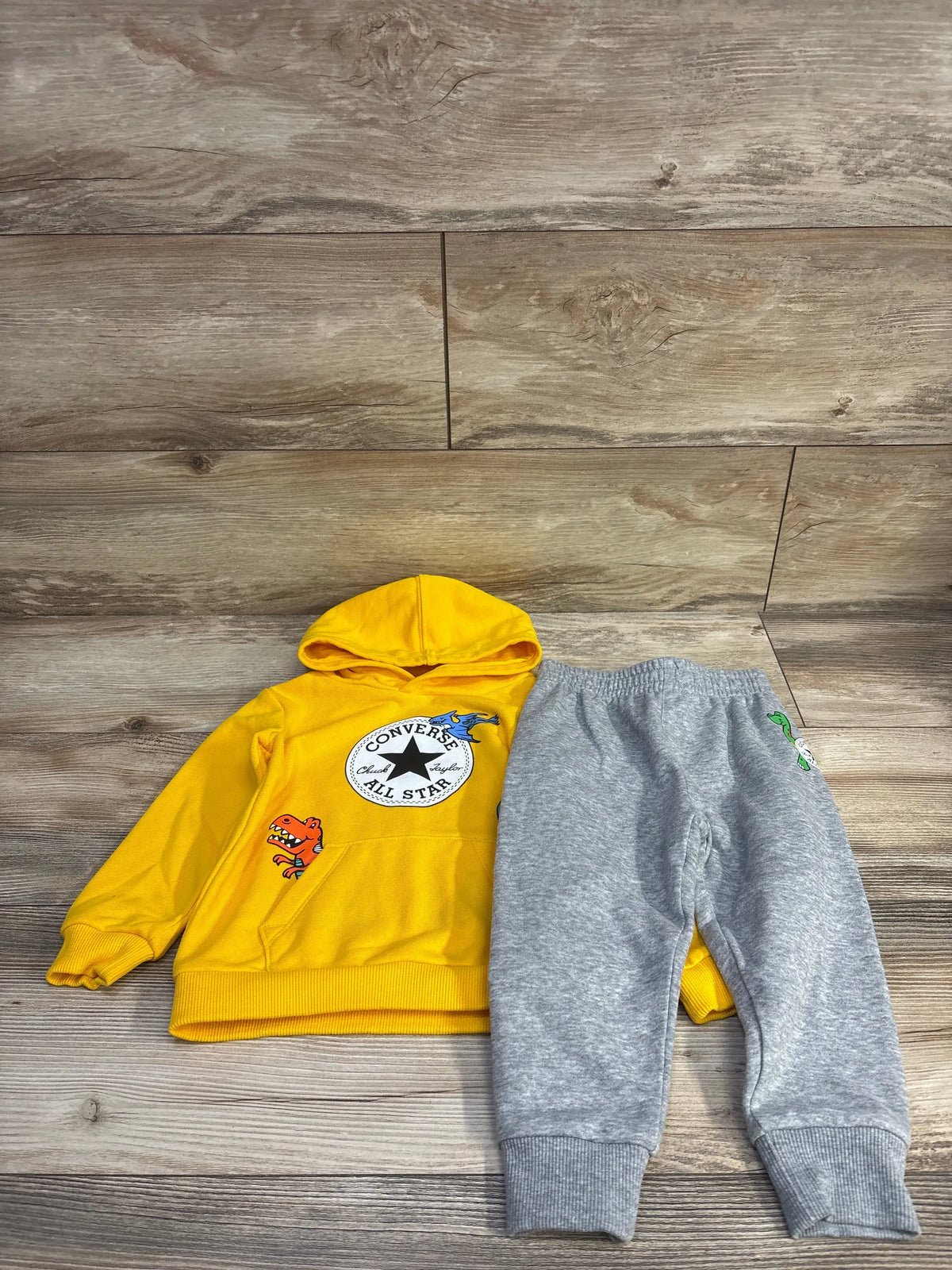 Converse 2pc Pullover Hoodie & Joggers Set Yellow sz 24m