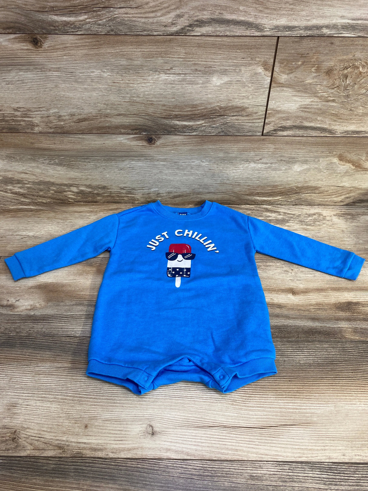 Old Navy Just Chillin' Sweatshirt Romper Blue sz 18-24m - Me n Mommy To Be