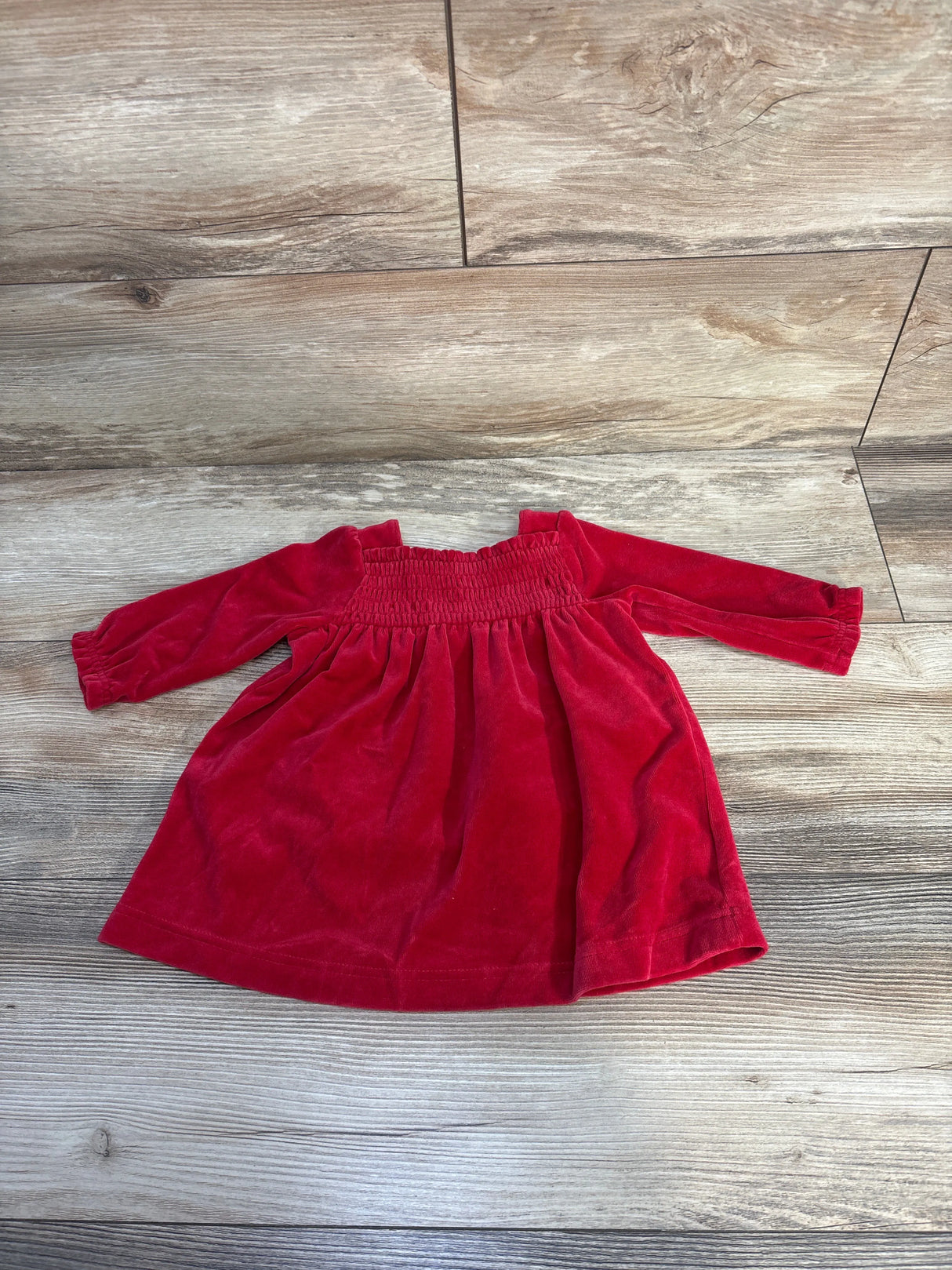 Hanna Andersson Velvet Smocked Dress Red sz 6-9m