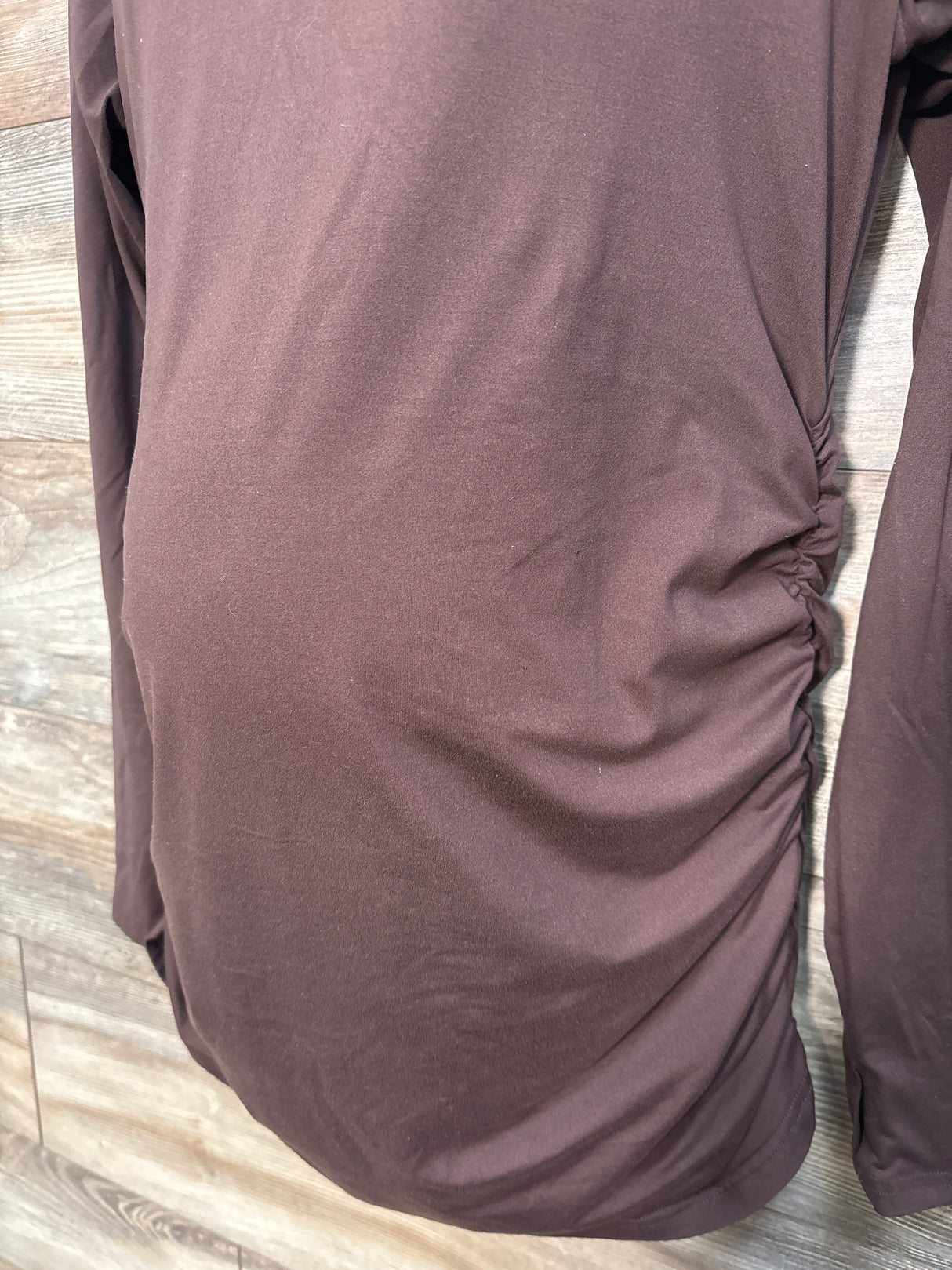 Ekouaer Ruched Long Sleeve Shirt Brown sz Large