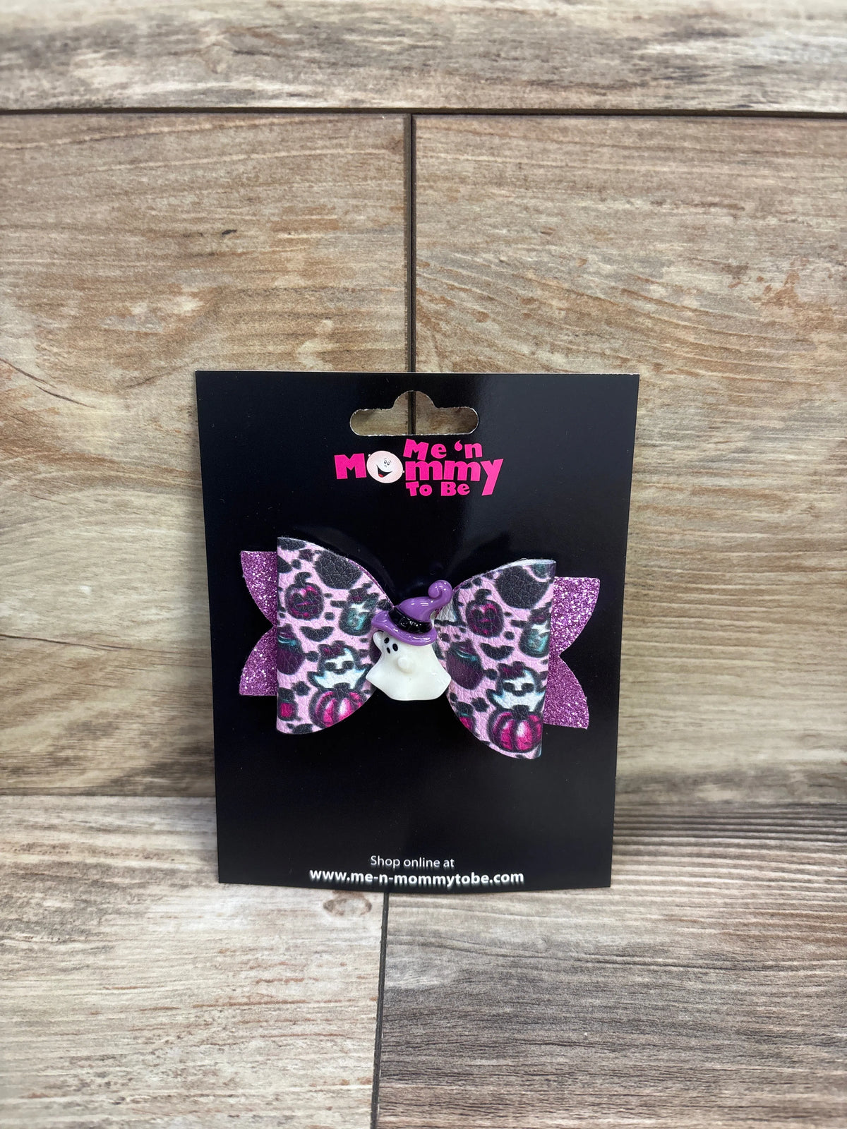 NEW Ghost Applique Glitter Hair Bow Purple