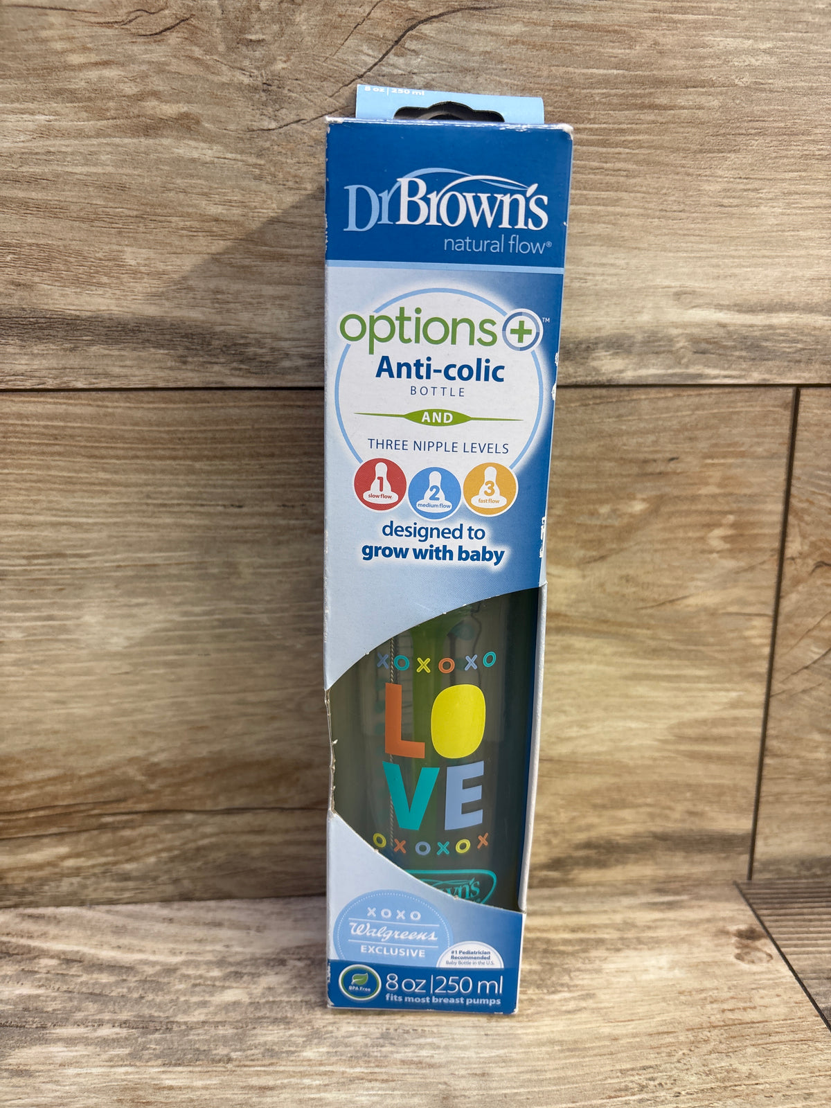 NEW Dr. Brown's Options+ Anti-Colic Baby Bottle w/ Three Nipple Levels 8oz