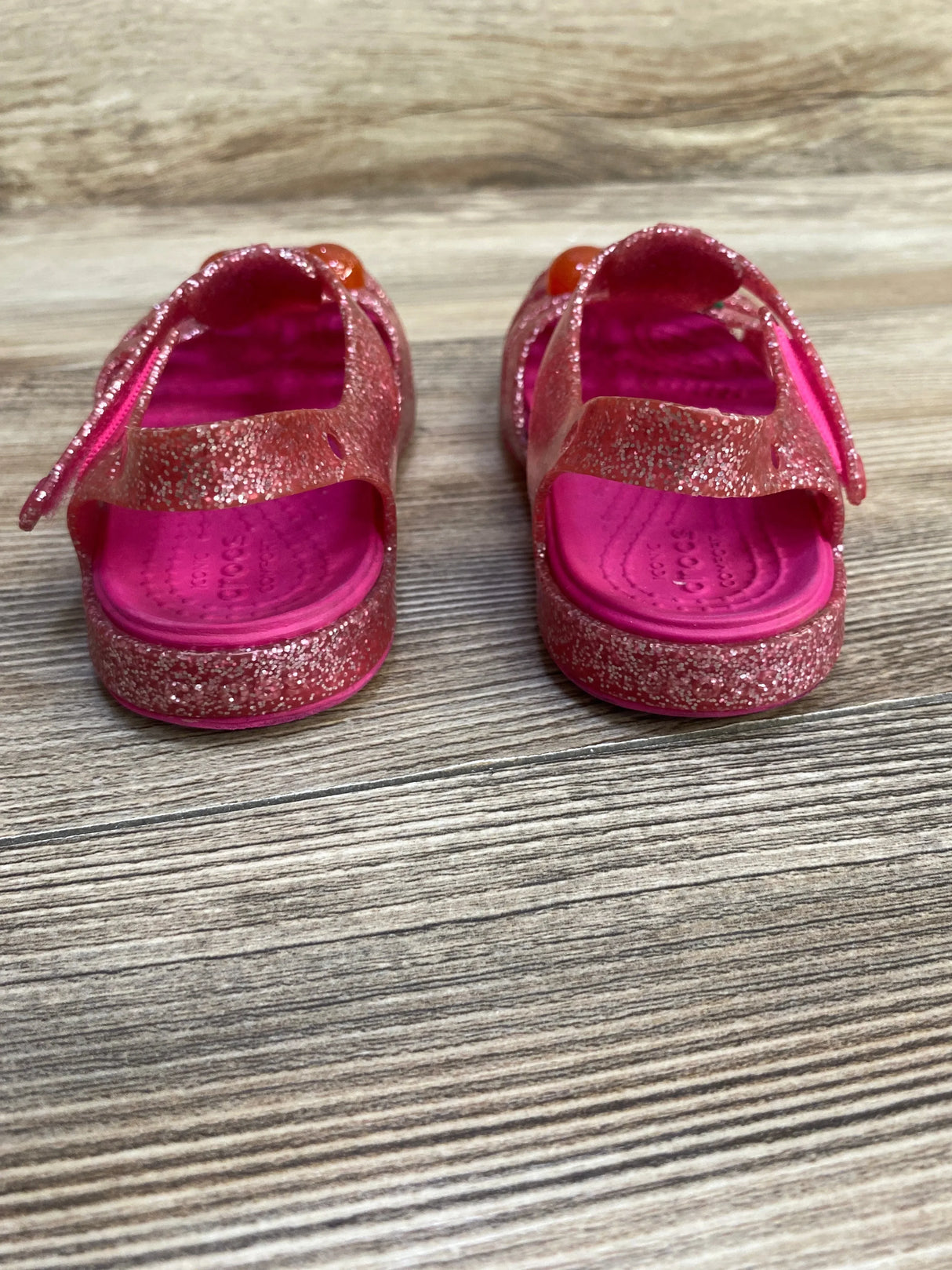 Crocs Isabella Charm Jelly Sandals Glittery Pink sz 8c