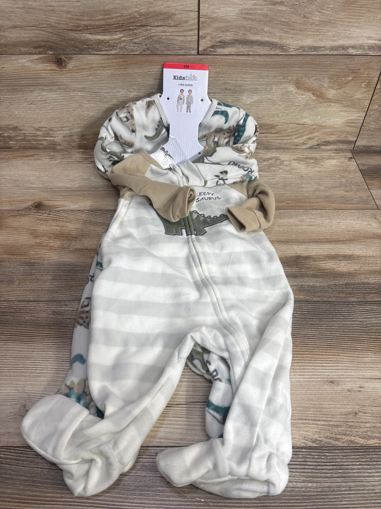 2-pack 9-month baby sleepers with dinosaur designs and footies, soft fleece fabric