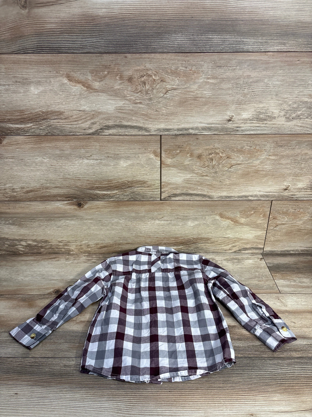 Faded Gear Plaid Button Up Shirt Grey sz 3T