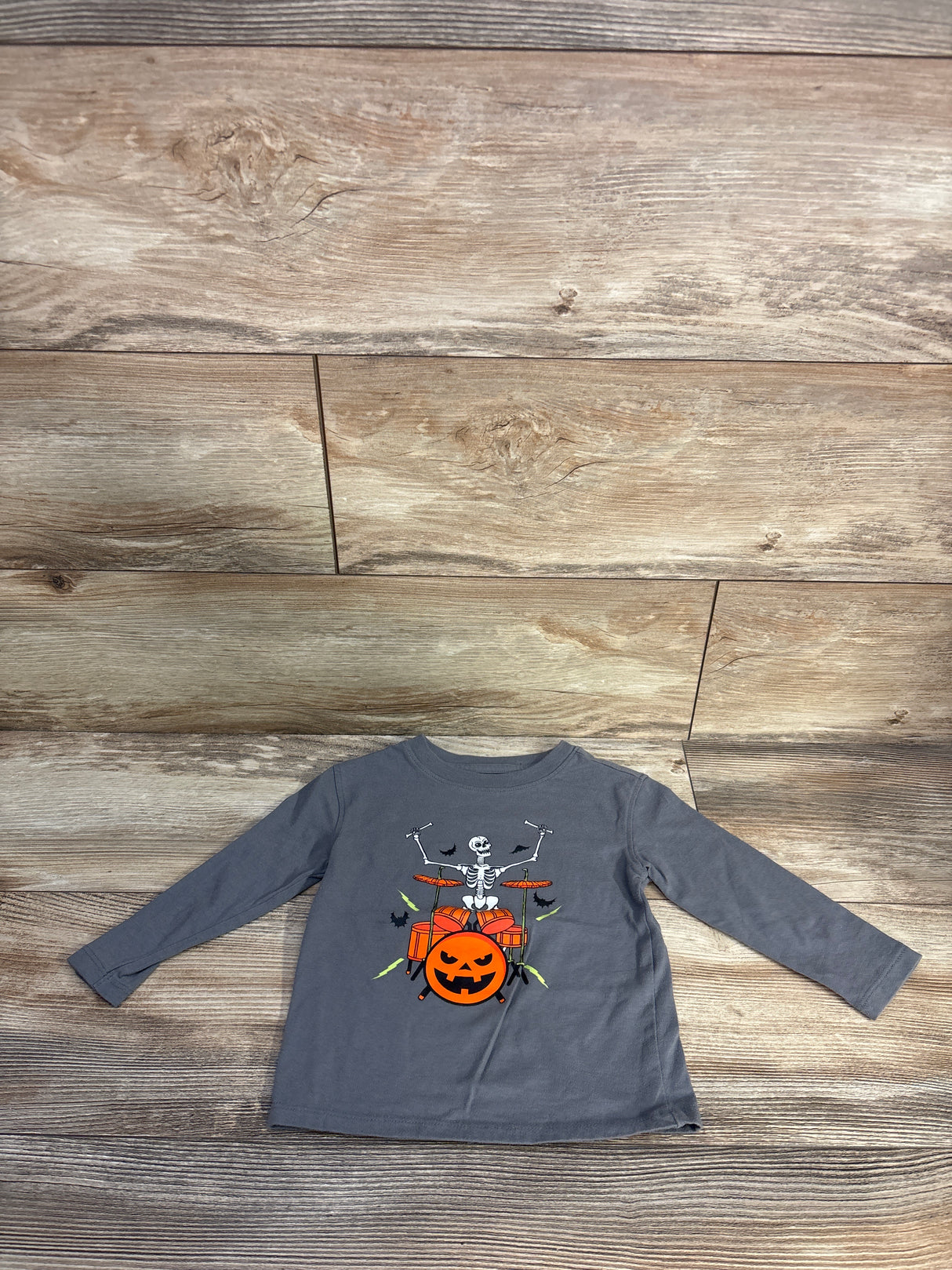 Cat & Jack Skeleton Drums Shirt Grey sz 18m