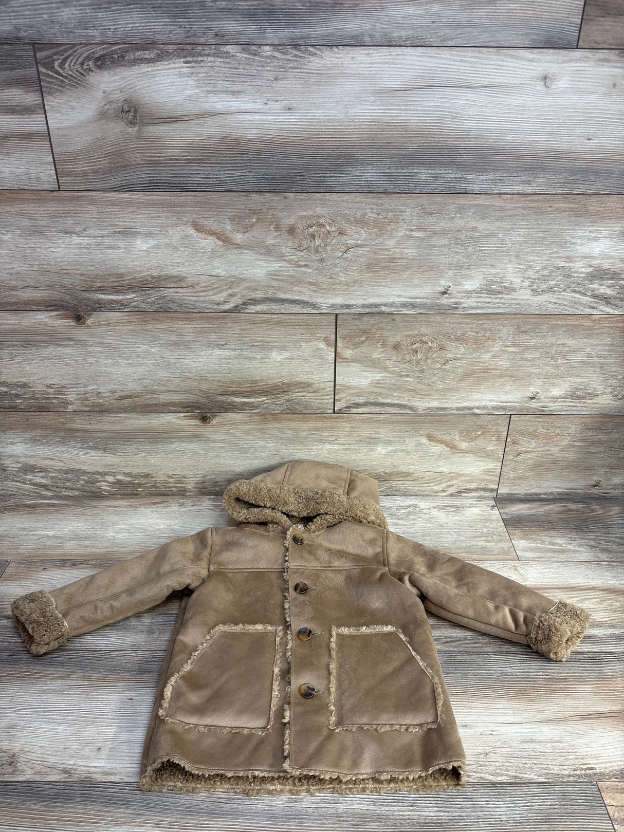 Zara Faux Shealing Double-Faced Coat Tan sz 2-3T