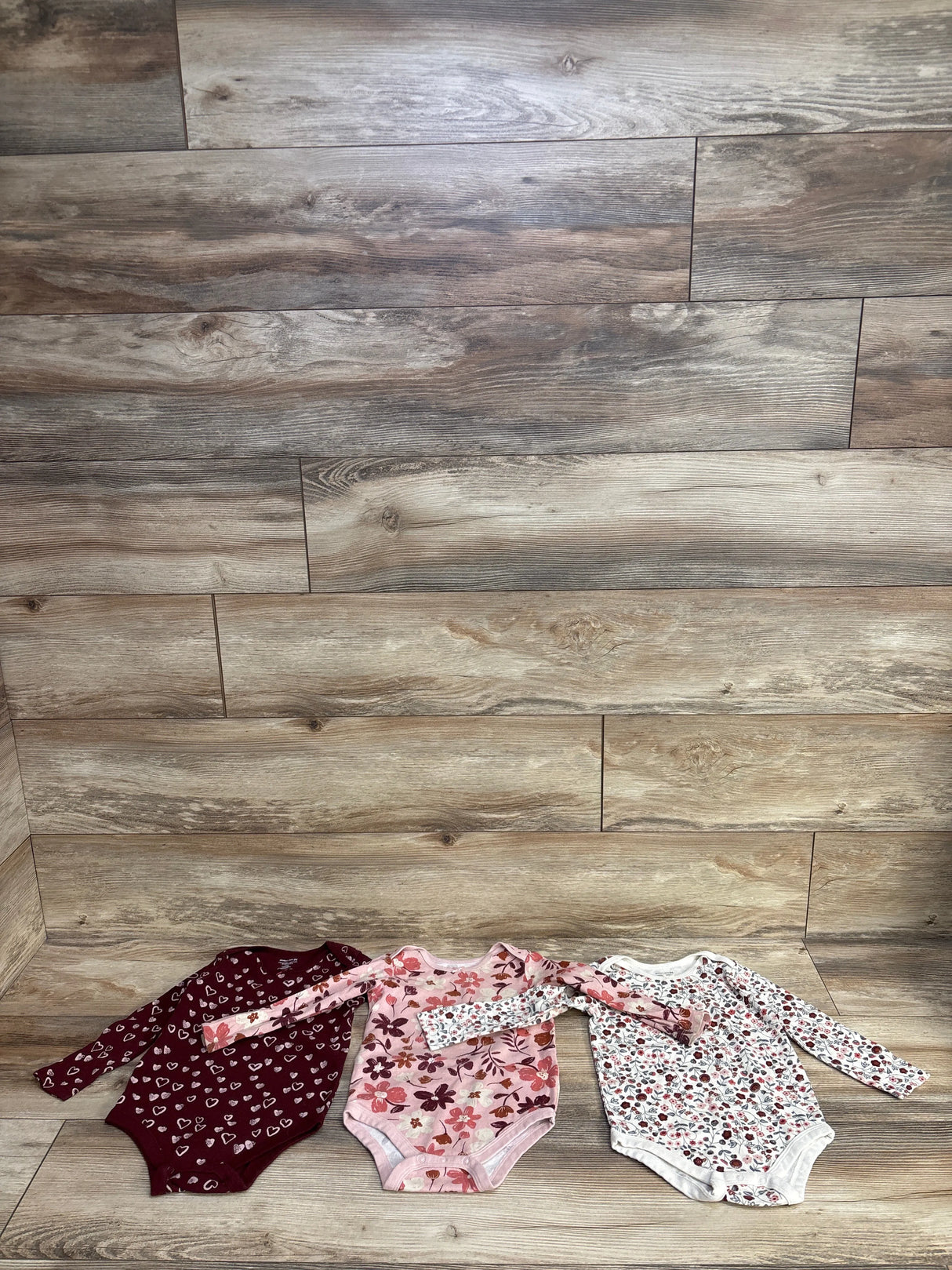 Member's Mark 3pk Floral Bodysuit Set White sz 24m