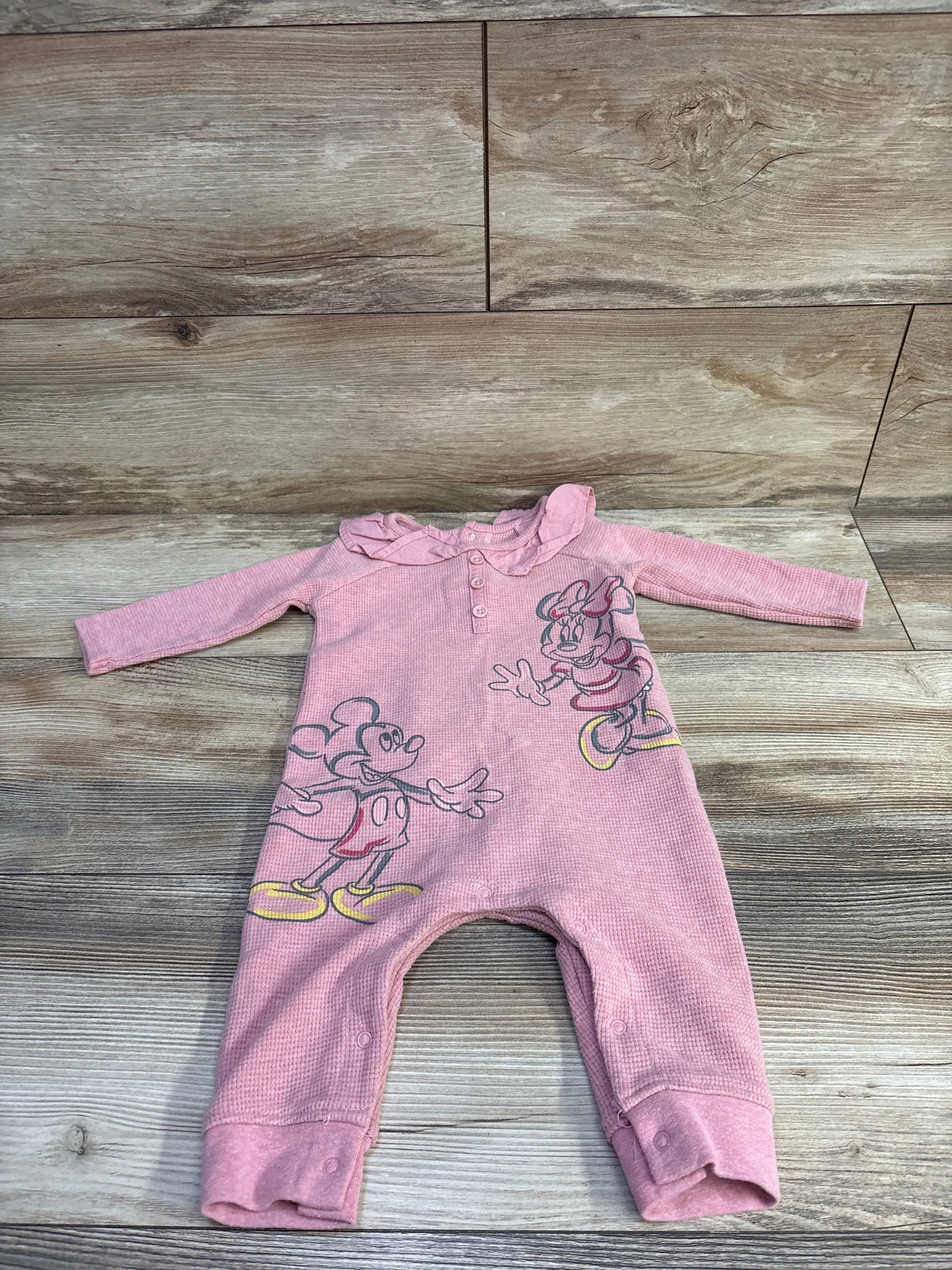 Disney Junior Minnie Mouse 2pc Coat Style Pajama Set Pink sz 2T