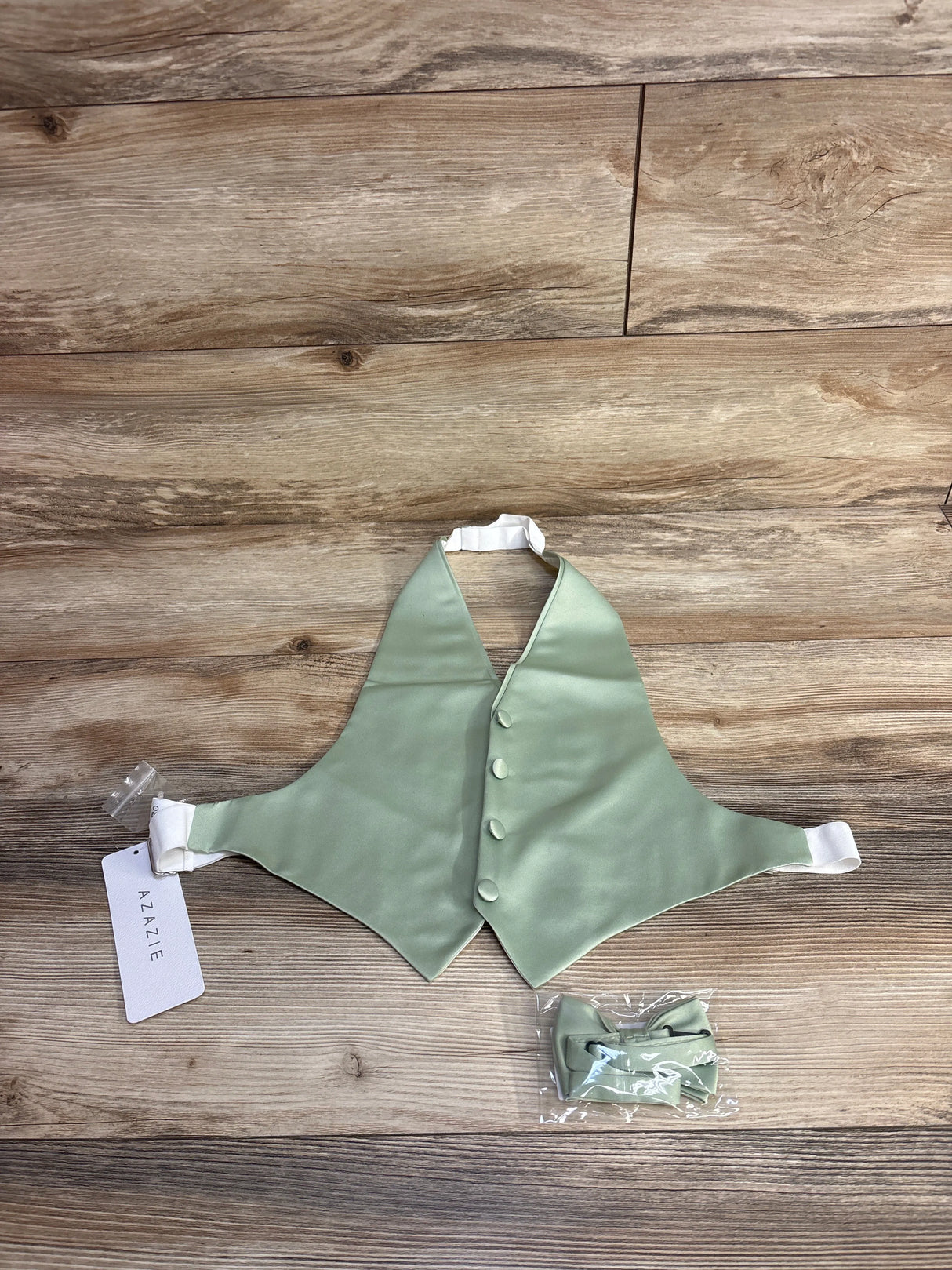 NEW Azazie 2pc Stain Vest & Tie Dusty Sage sz 2-6 - Me n Mommy To Be