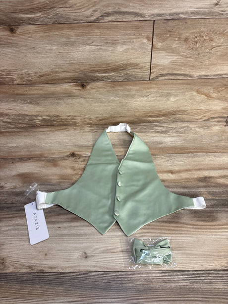 NEW Azazie 2pc Stain Vest & Tie Dusty Sage sz 2-6 - Me n Mommy To Be