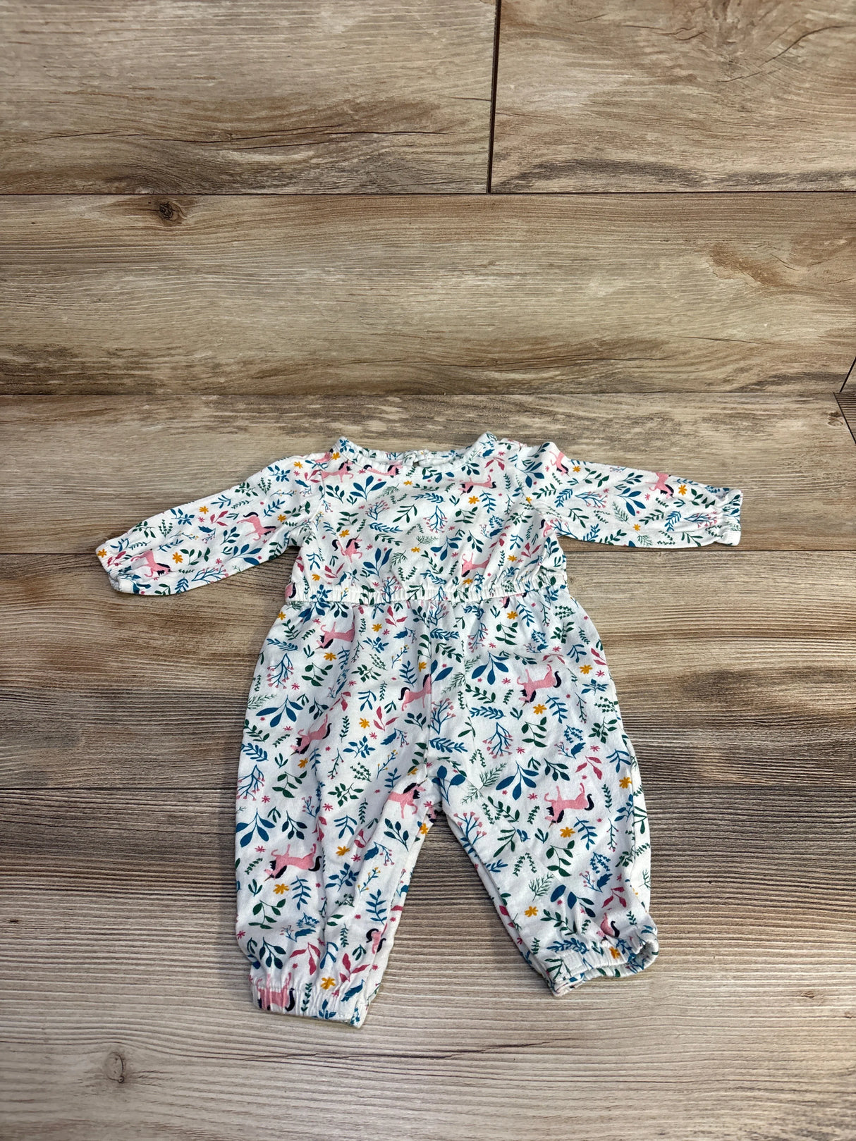 Old Navy Floral Unicorn Print Romper White sz 0-3m
