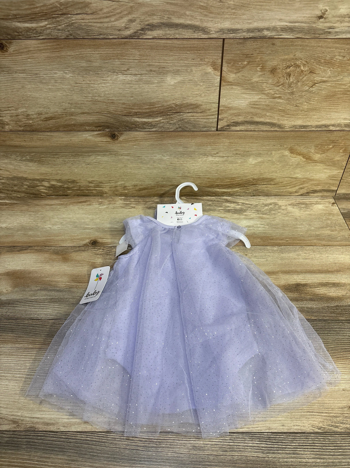NEW Baby Starters 2pc Metallic Bodysuit Dress & Headband Set Lilac sz 24m