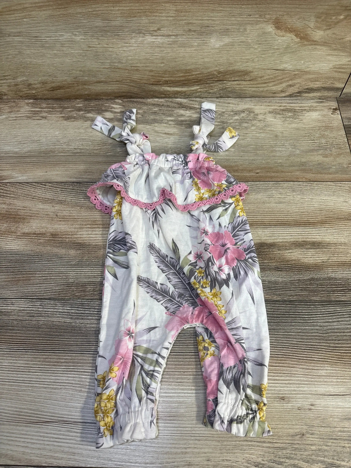 Jessica Simpson Floral Sleeveless Romper White sz 0/3m