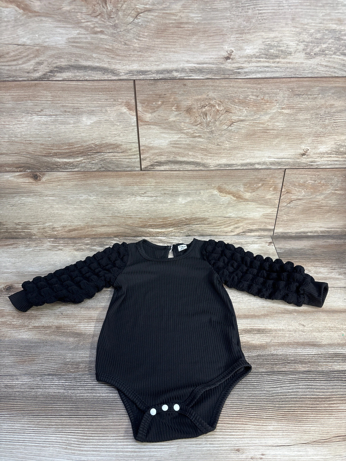 Shein Puff Sleeve Bodysuit Black sz 12-18m
