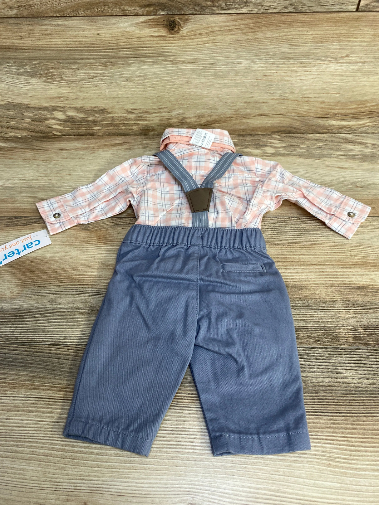 NEW Just One You 4pc Plaid Button-Up Suspender Set Pink sz Newborn - Me n Mommy To Be