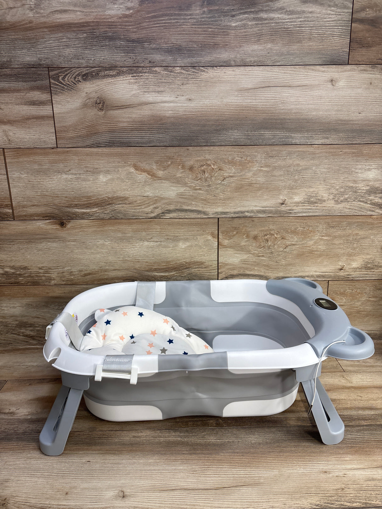 TPN Collapsible Baby Bathtub w/ Thermometer - Grey