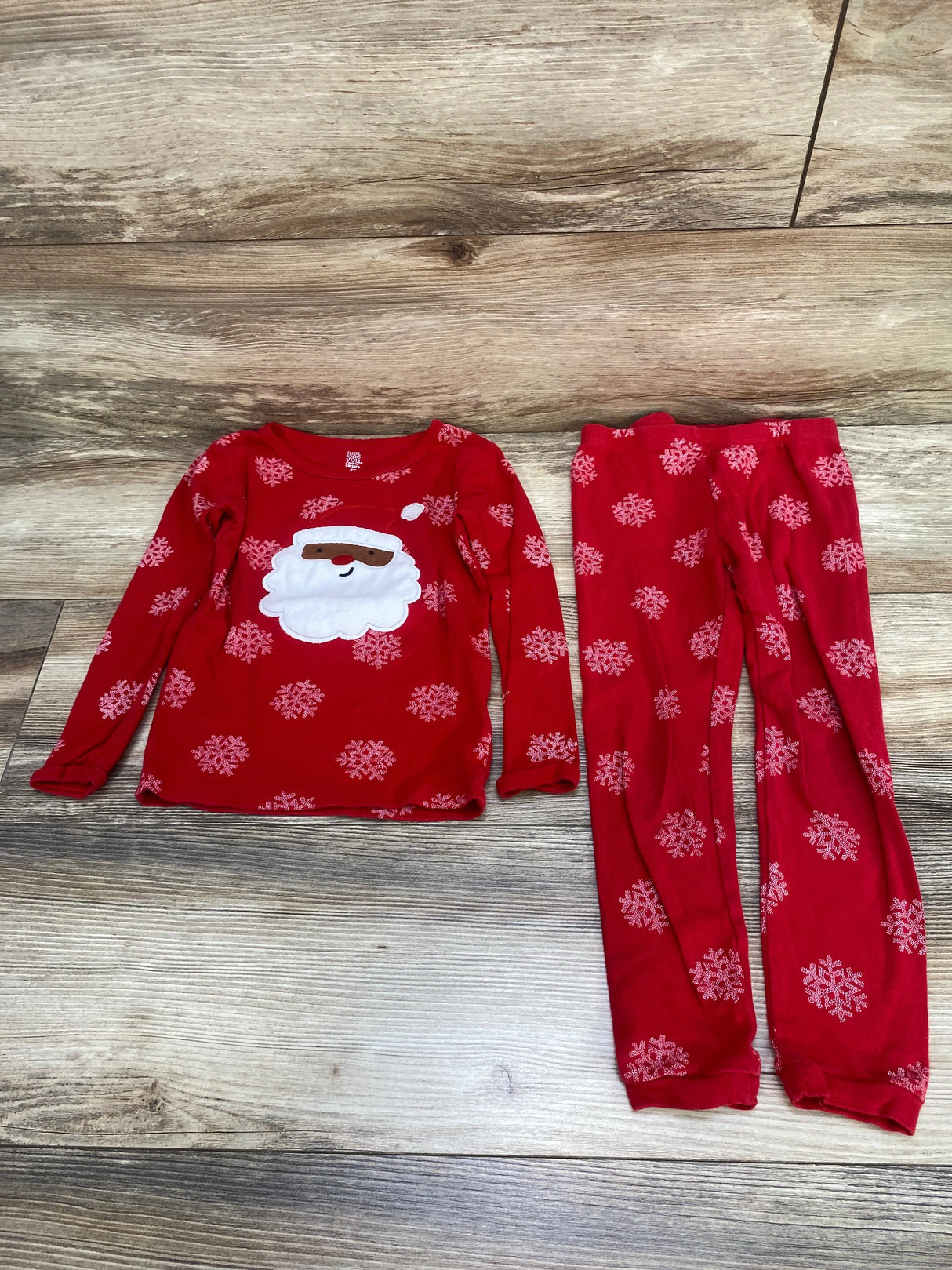 Just One You 2pc Santa Snowflake Pajama Set Red sz 4T - Me n Mommy To Be