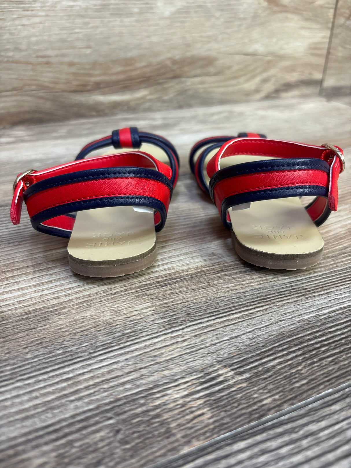 Janie & Jack Striped Cross-Strap Sandals in Very Cherry sz 8c