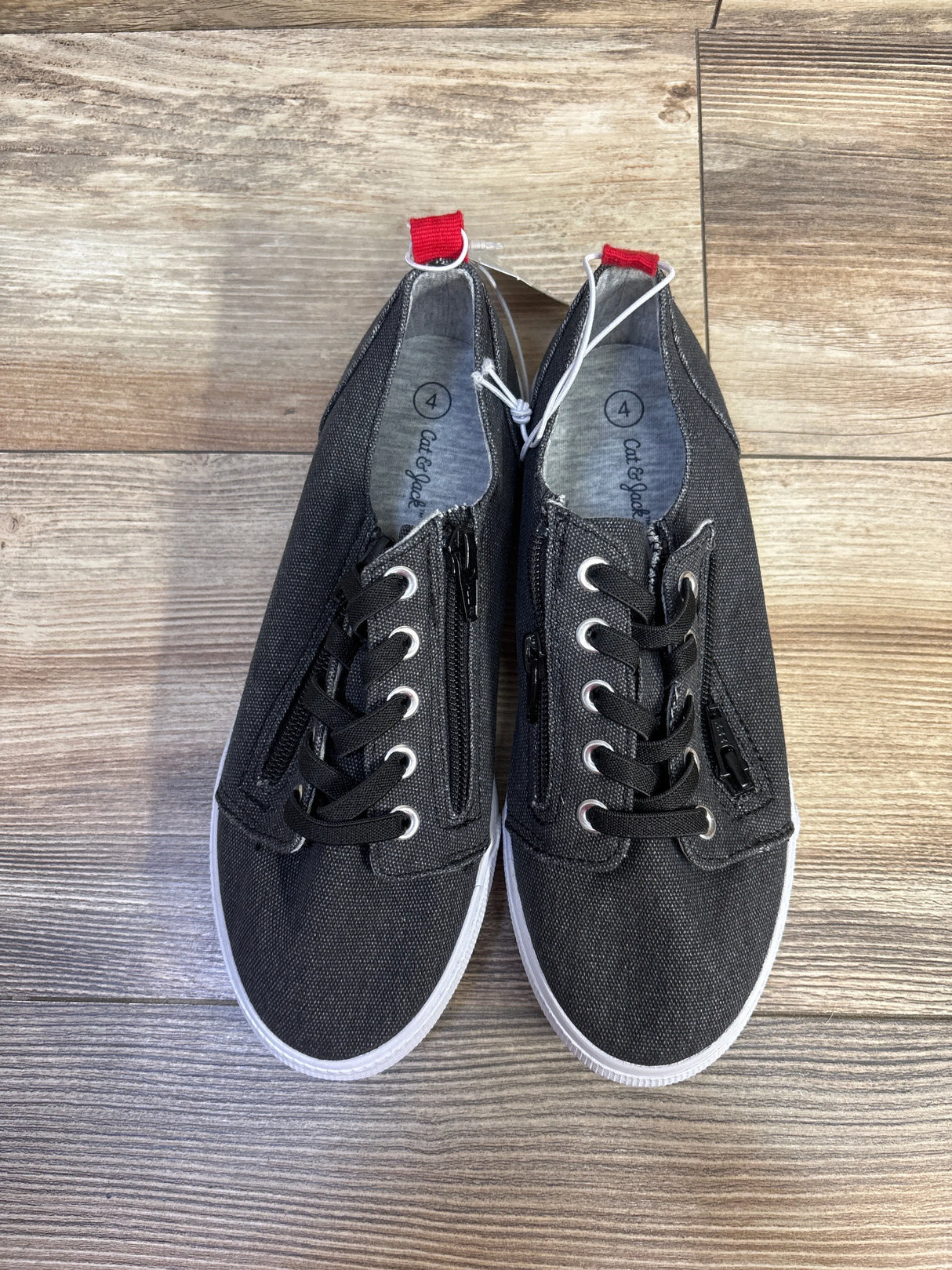 NEW Cat & Jack Lucian Double Zipper Sneakers Grey sz 4Y