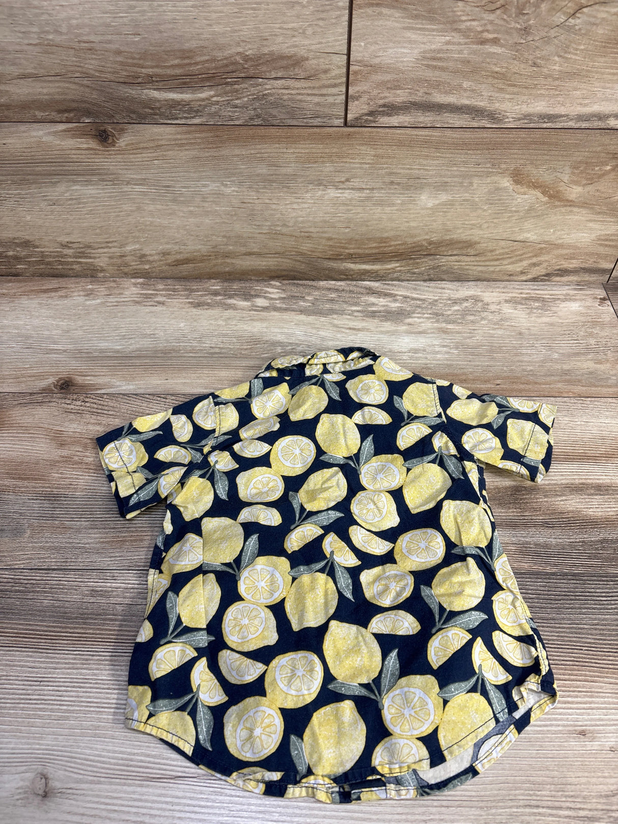 Old Navy Lemon Print Button Up Shirt Navy 18-24m