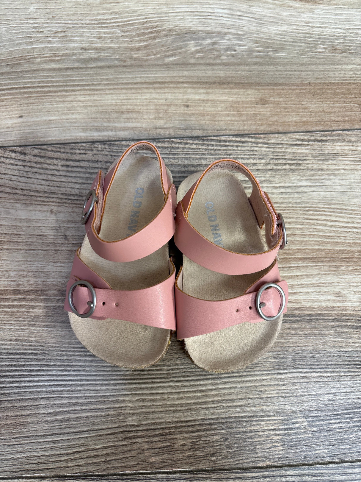 Old Navy Faux-Leather Buckled Strap Sandals Pink Patent sz 3-6m