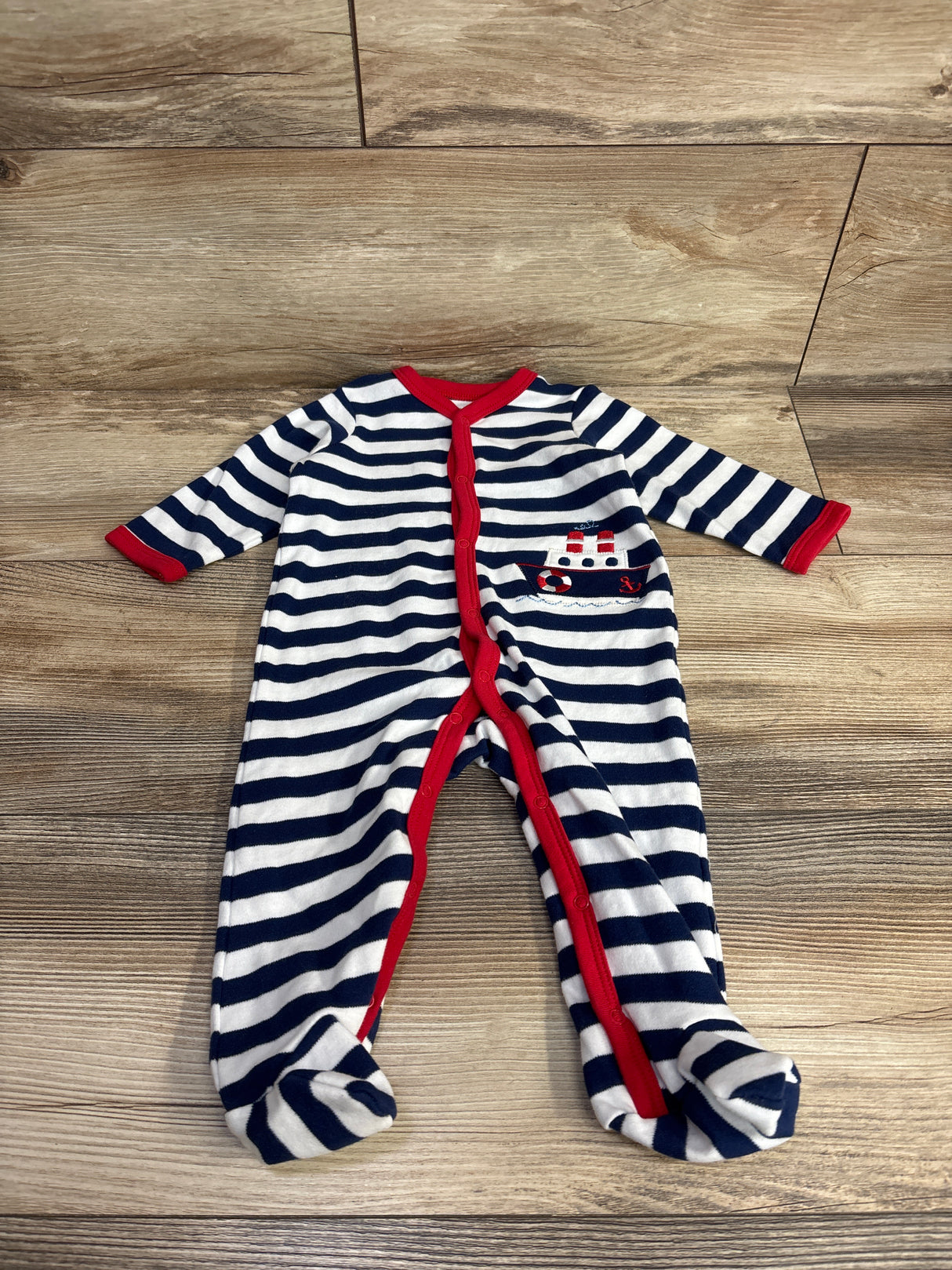 Little Me Striped Saylor Sleeper White sz 9m