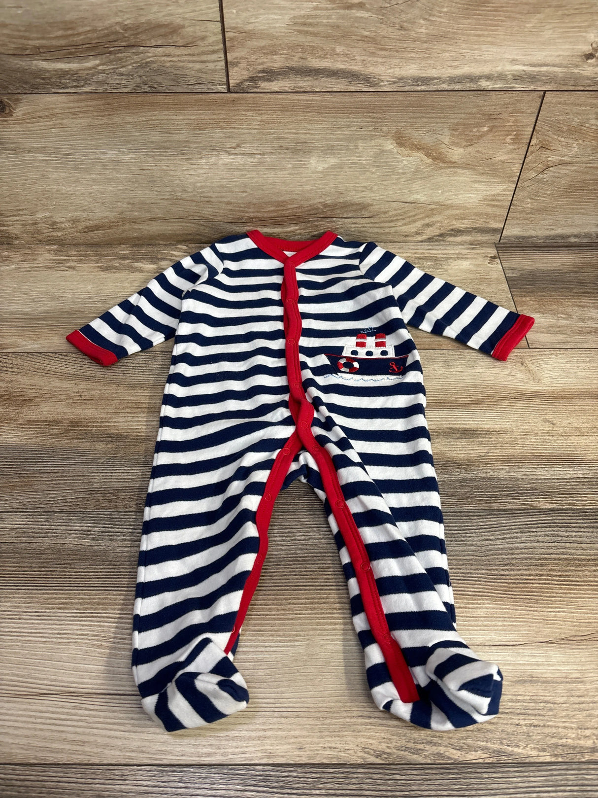 Little Me Striped Saylor Sleeper White sz 9m