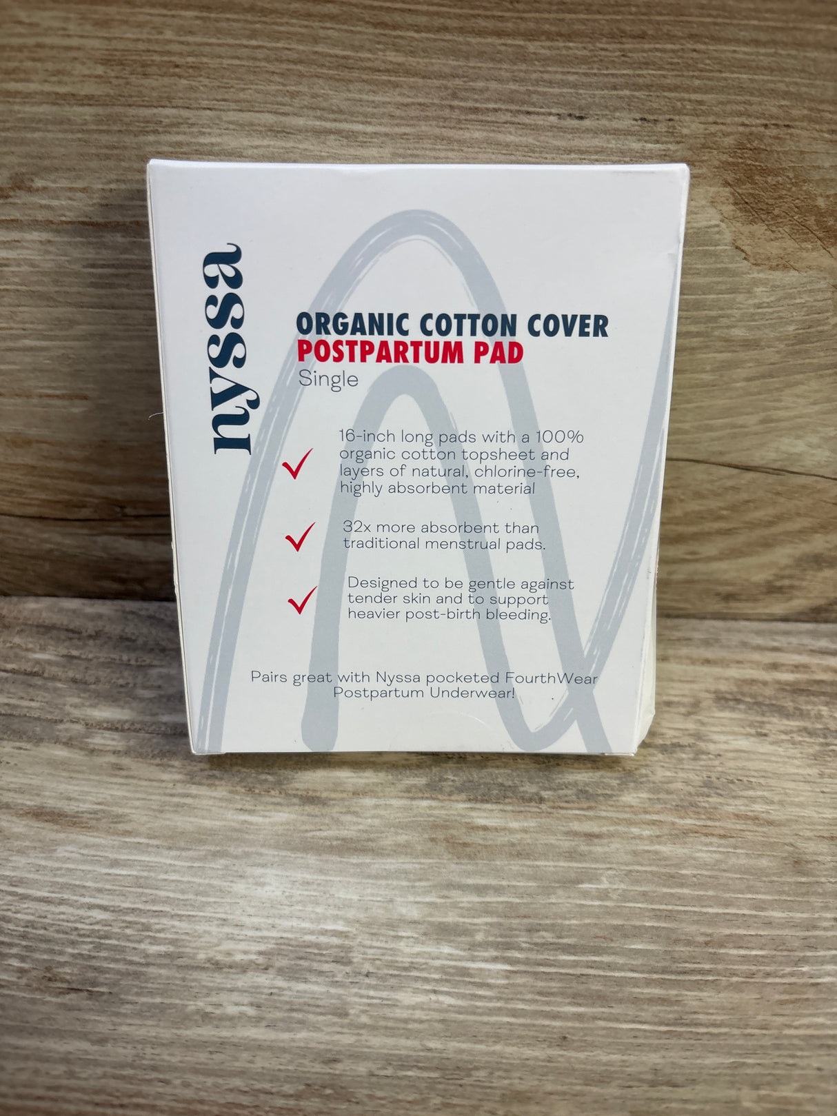 NEW Nyssa Organic Cotton Cover Postpartum Pads 1pk