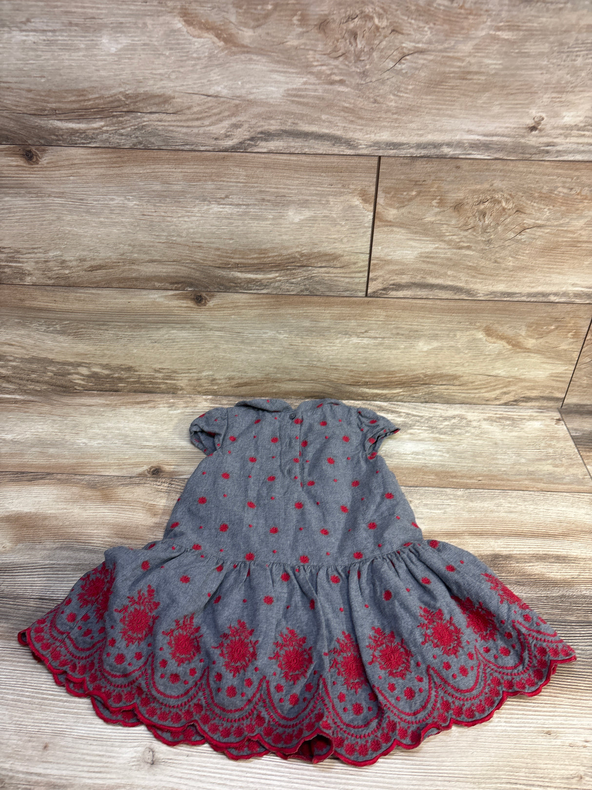 Janie & Jack The Festive Floral Embroidered Dress Grey sz 2T