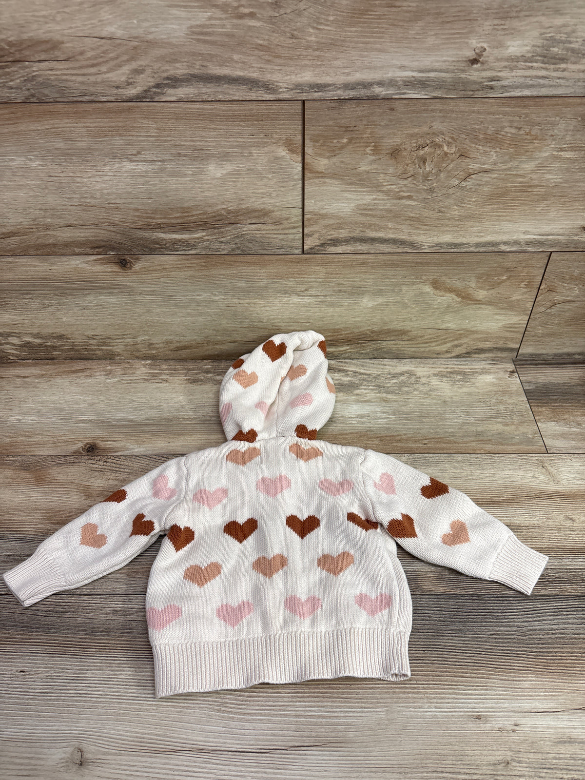 Old Navy Heart Print Hooded Button-Front Cardigan Ivory sz 6-12m