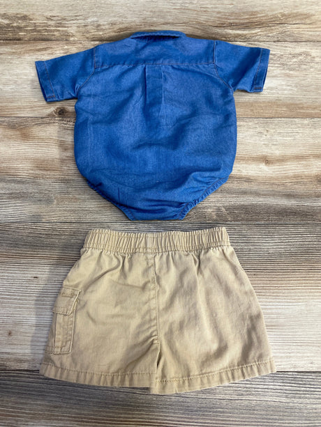 Mick Mack 2pc Chambray Bodysuit & Shorts Blue sz 3-6m - Me n Mommy To Be