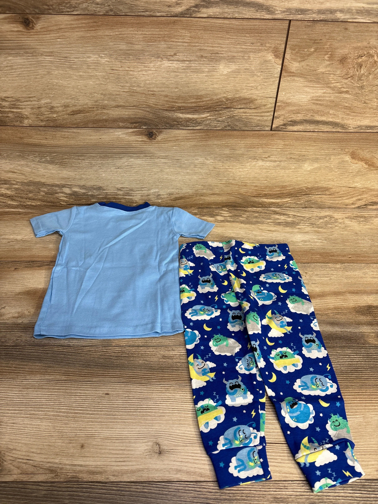 NEW Children's Place 2pc Don't Wake The Monster Pajama Set Blue sz 18-24m