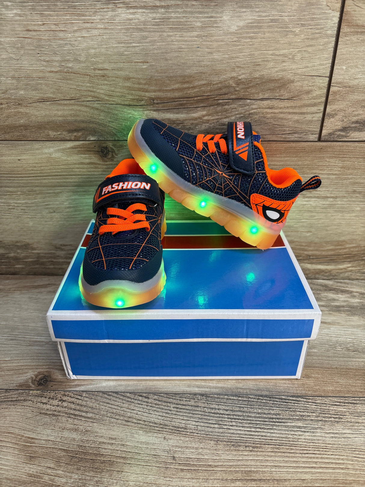 NEW Jian Dian Light Up Sneakers Navy/Orange sz 10c* - Me n Mommy To Be