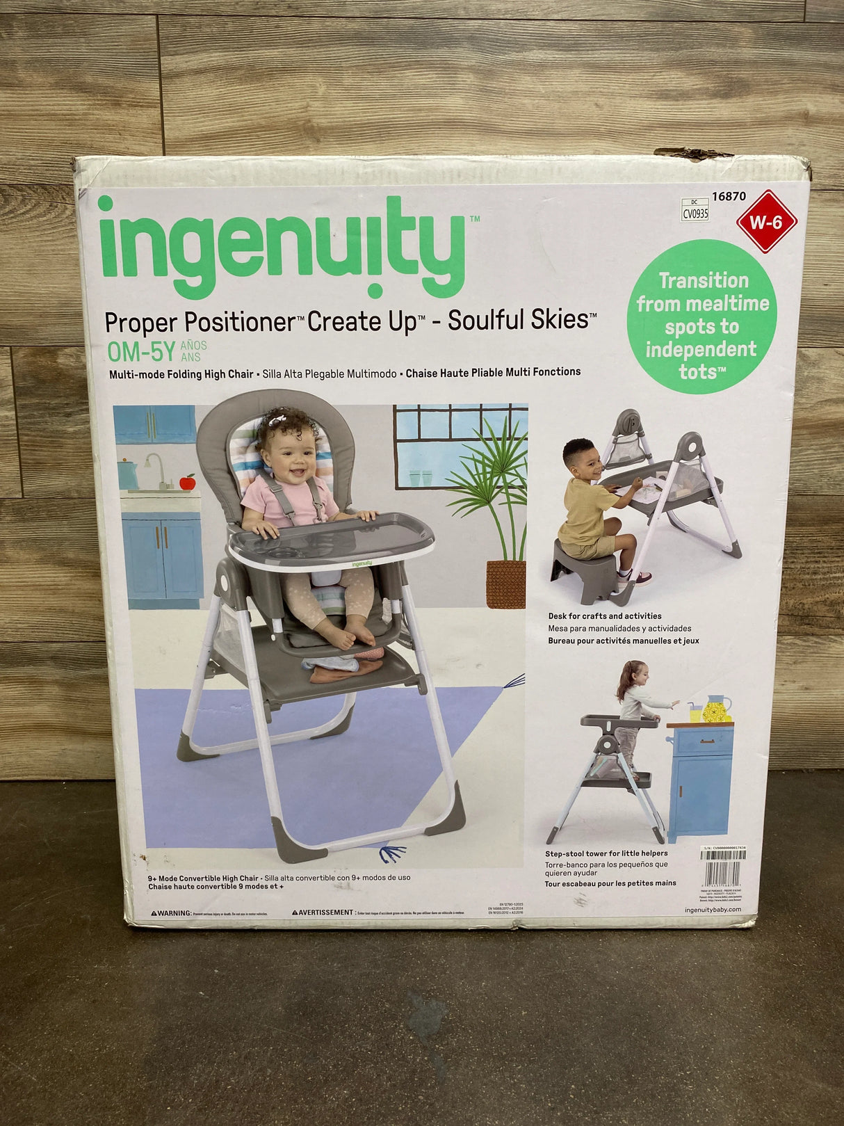 NEW Ingenuity Proper Positioner Create Up Multi-Mode Folding High Chair in Soulful Skies